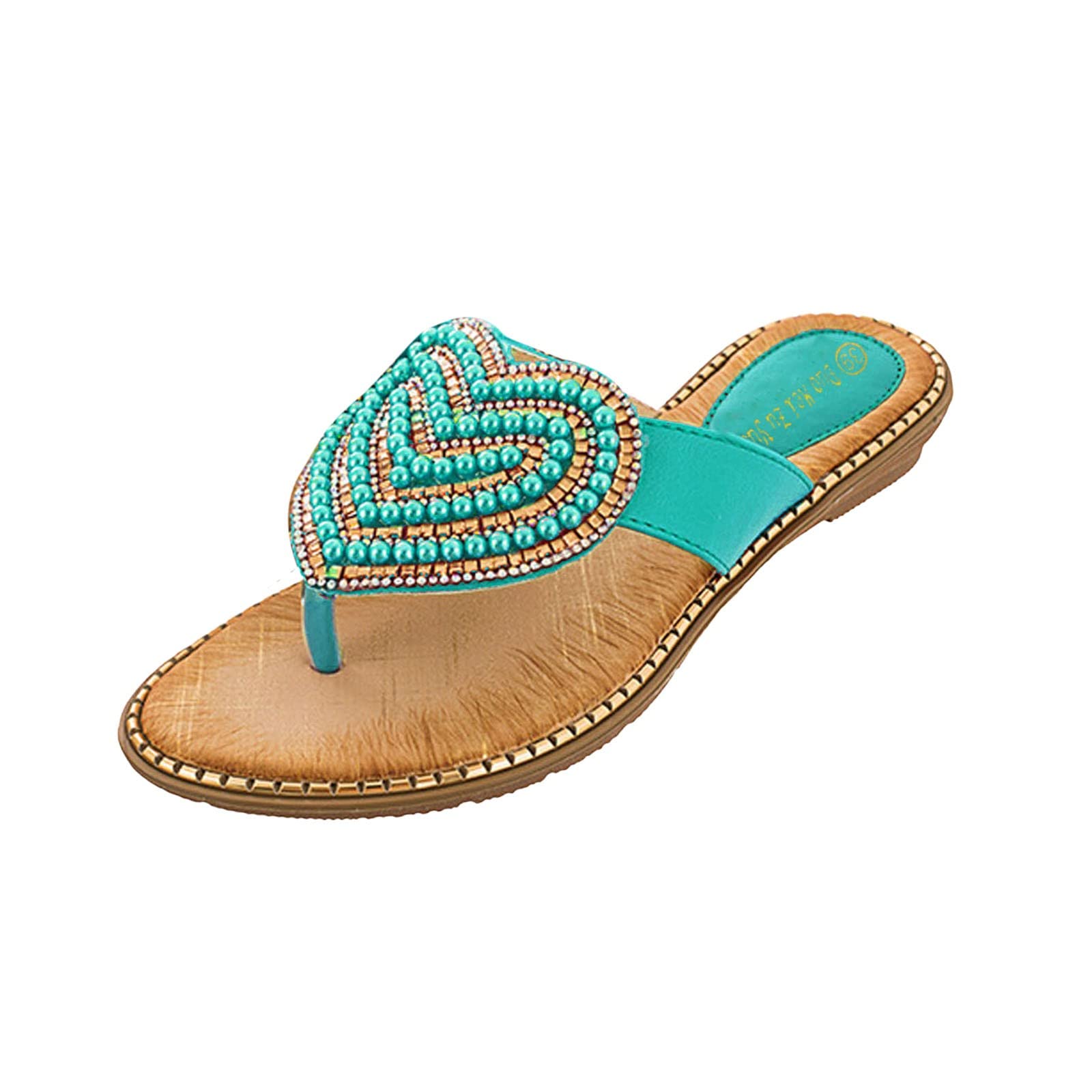 Stylish Women's Rhinestone Pearl Sandals - Round Toe Fashion Flip Flops for Summer 2024 | Perfect for Beach, Vacation, and Casual Outfits