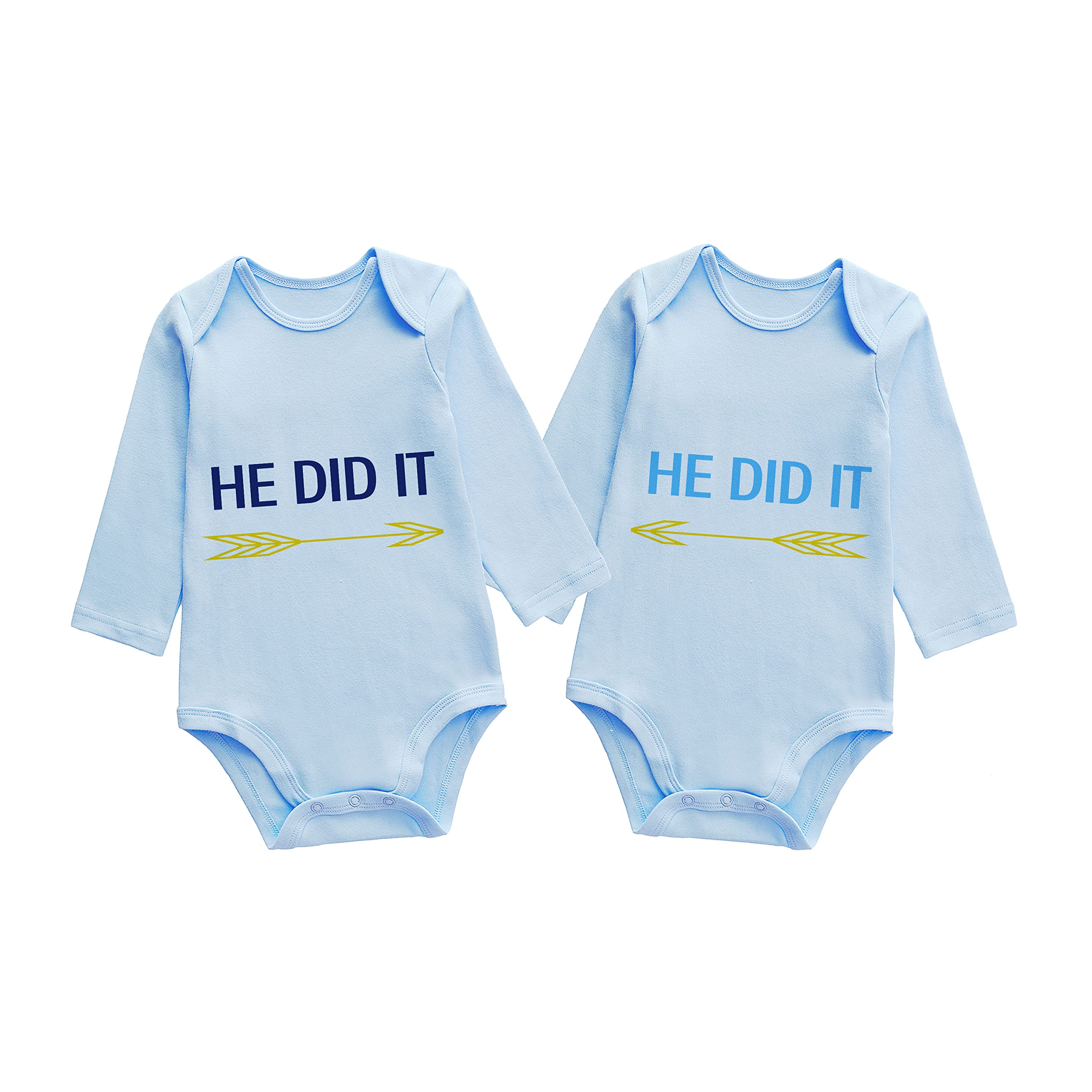YSCULBUTOL Baby Twins Bodysuit - Matching Outfits for Boys & Girls (He Did It She Did It) - Perfect for Family Photos, Birthdays & Special Occasions