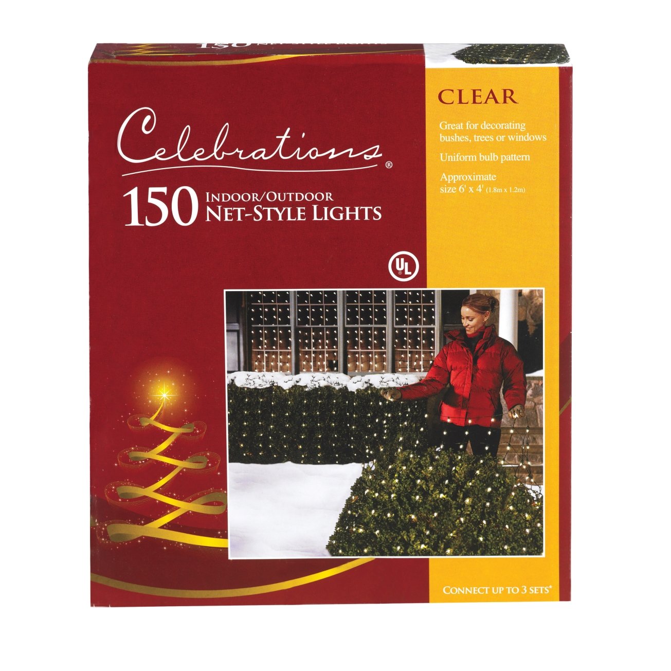 150 Clear LED Net Lights, 4' x 6' Outdoor Christmas Decoration - Perfect for Trees, Bushes, and Holiday Yard Decorations