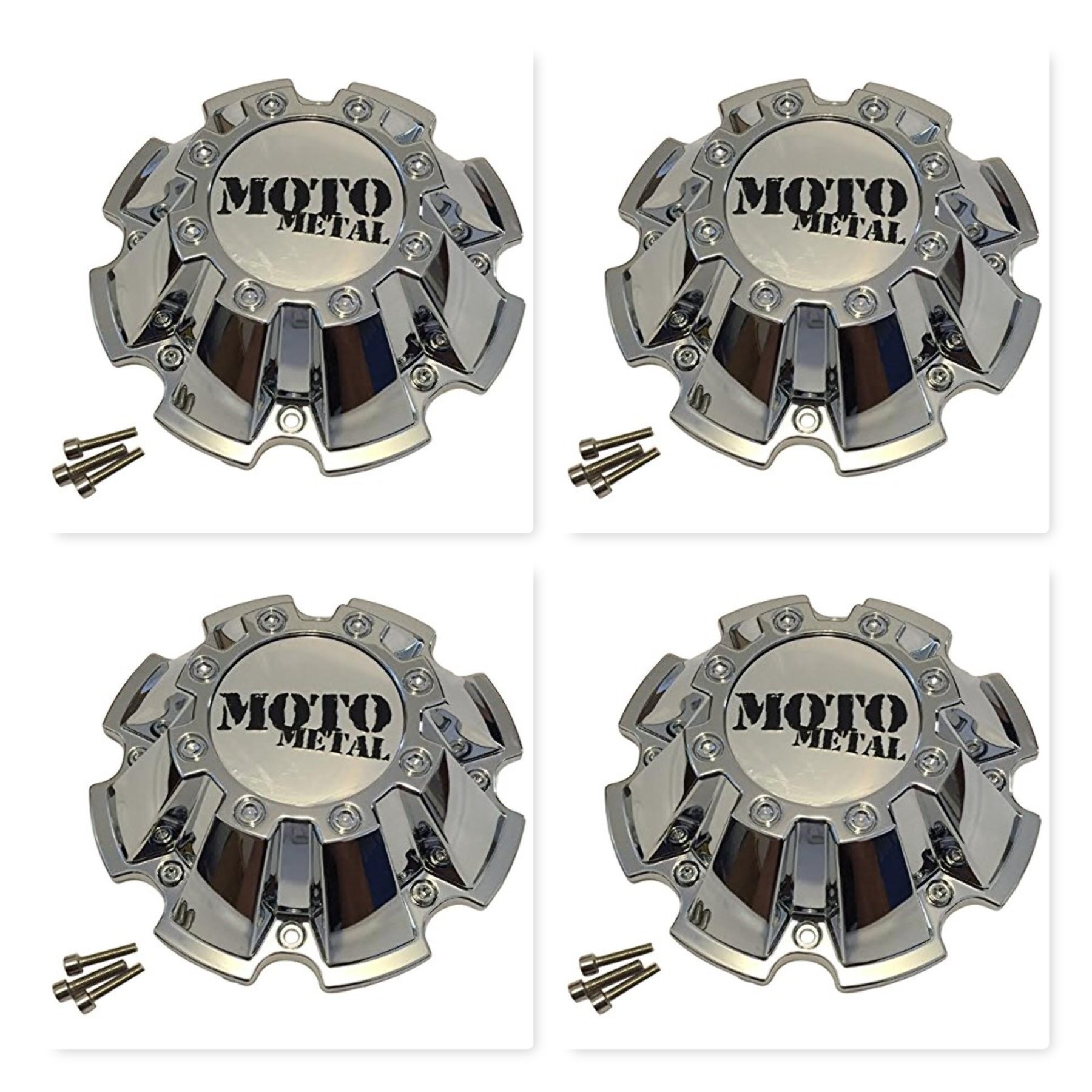 Moto Metal M-793 M793CHROME Wheel Center Cap - 4 Pack Set for Truck & SUV Wheels - Chrome Hub Caps for Off-Road & Street Vehicles