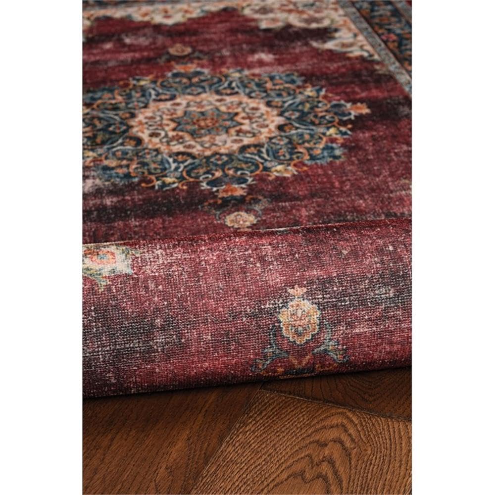 Linon Washable Adams Polyester 5'x7' Area Rug in Ivory - Soft & Durable for Living Room, Bedroom, or Office Decor