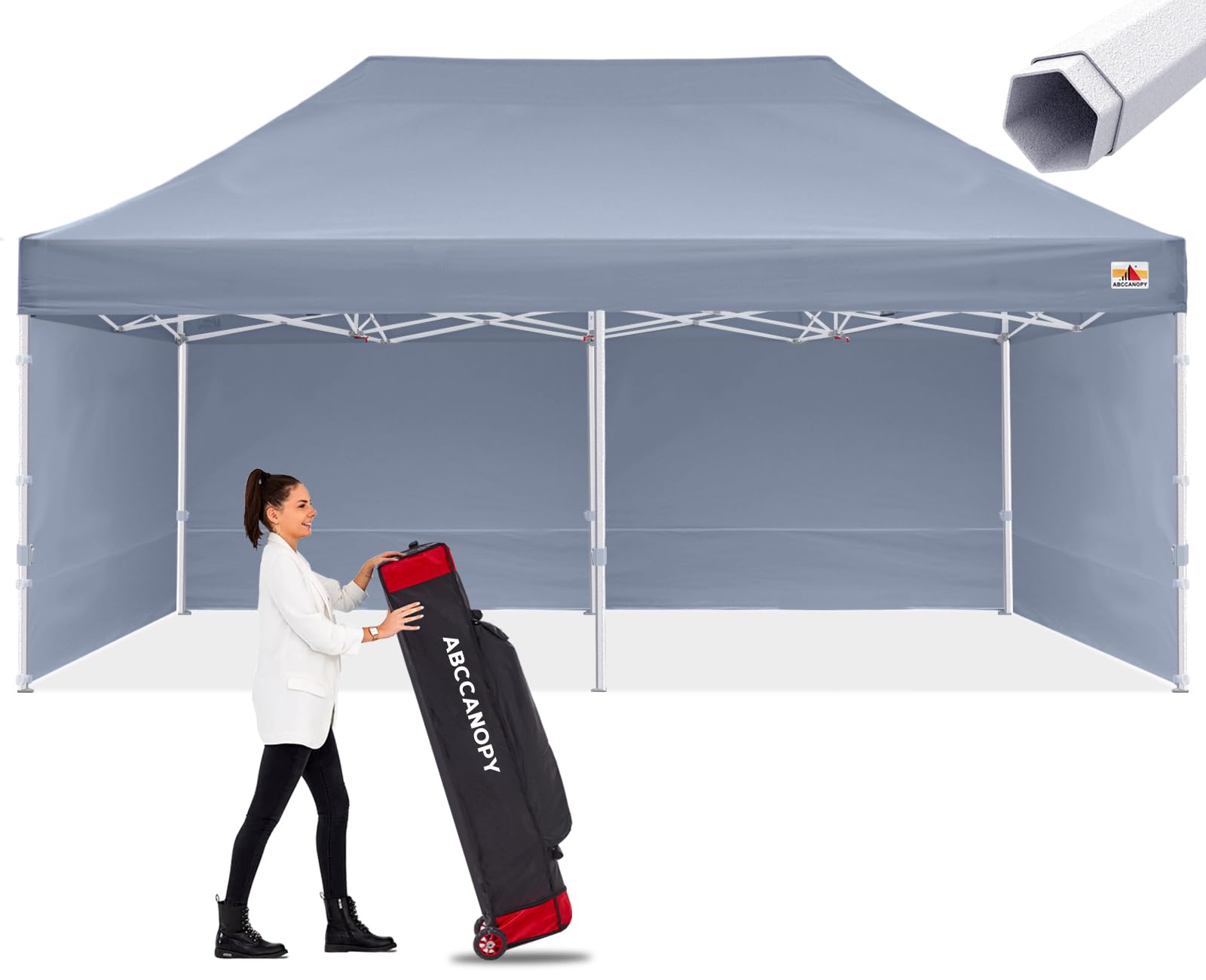 ABCCANOPY Premium 10x20 Commercial Instant Canopy Tent - Heavy Duty Pop Up Shade Shelter with UV Protection, Waterproof & Portable for Outdoor Events, Parties, Camping, and Farmers Markets (Gray)