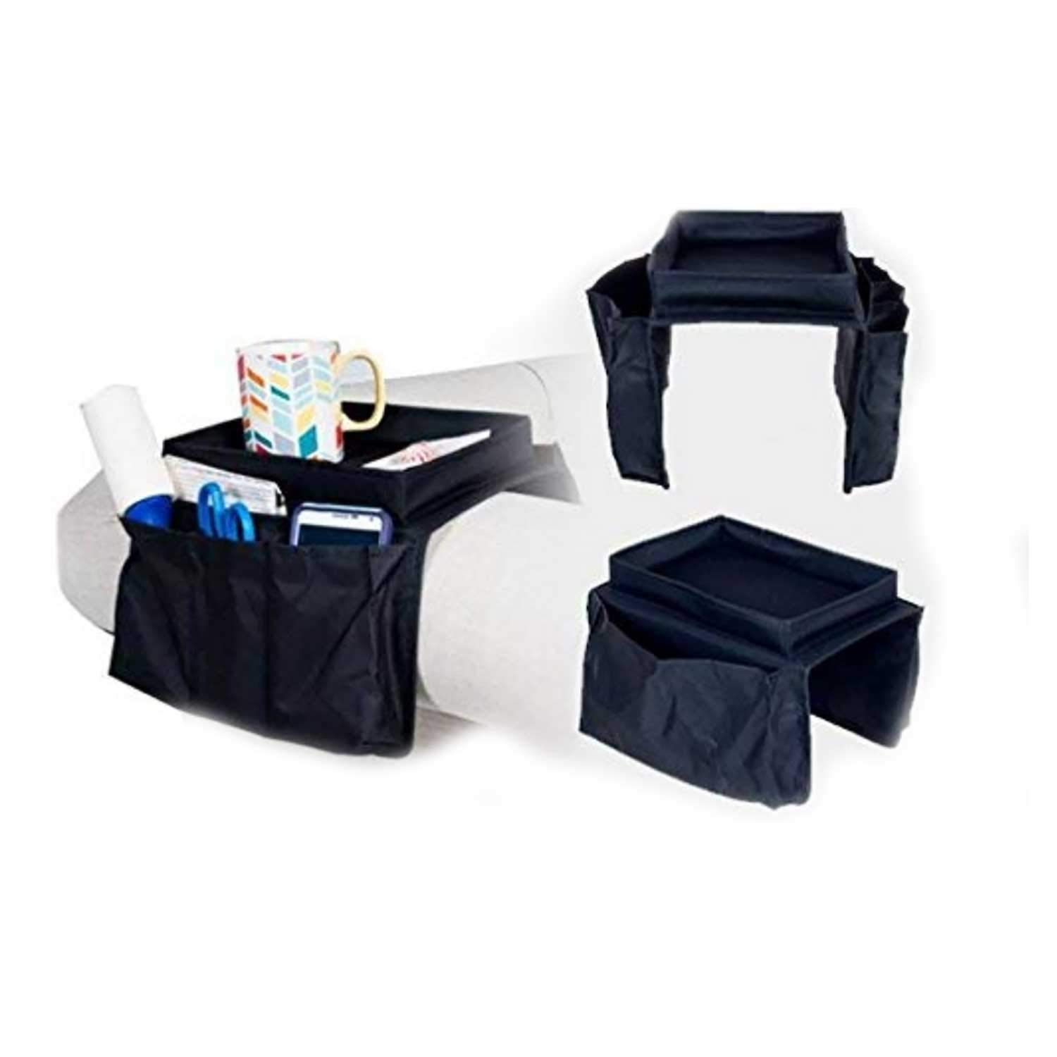 6-Pocket Smart Armrest Organizer - Adjustable Couch & Chair Storage for Remote, Phone, Books - Perfect for Living Room, Office & Home Theater Use