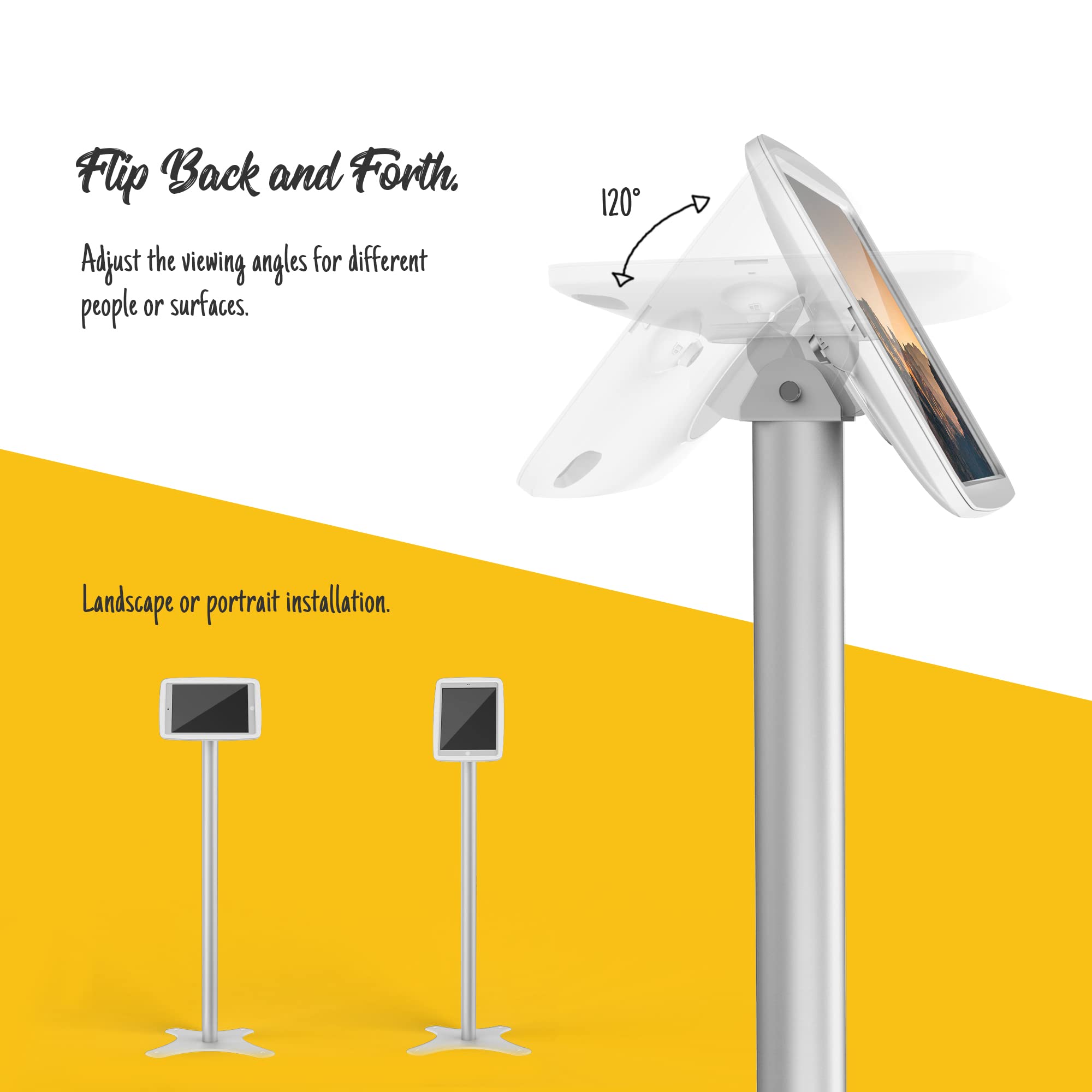 Adjustable Tablet Kiosk Floor Stand - Compatible with 10.2