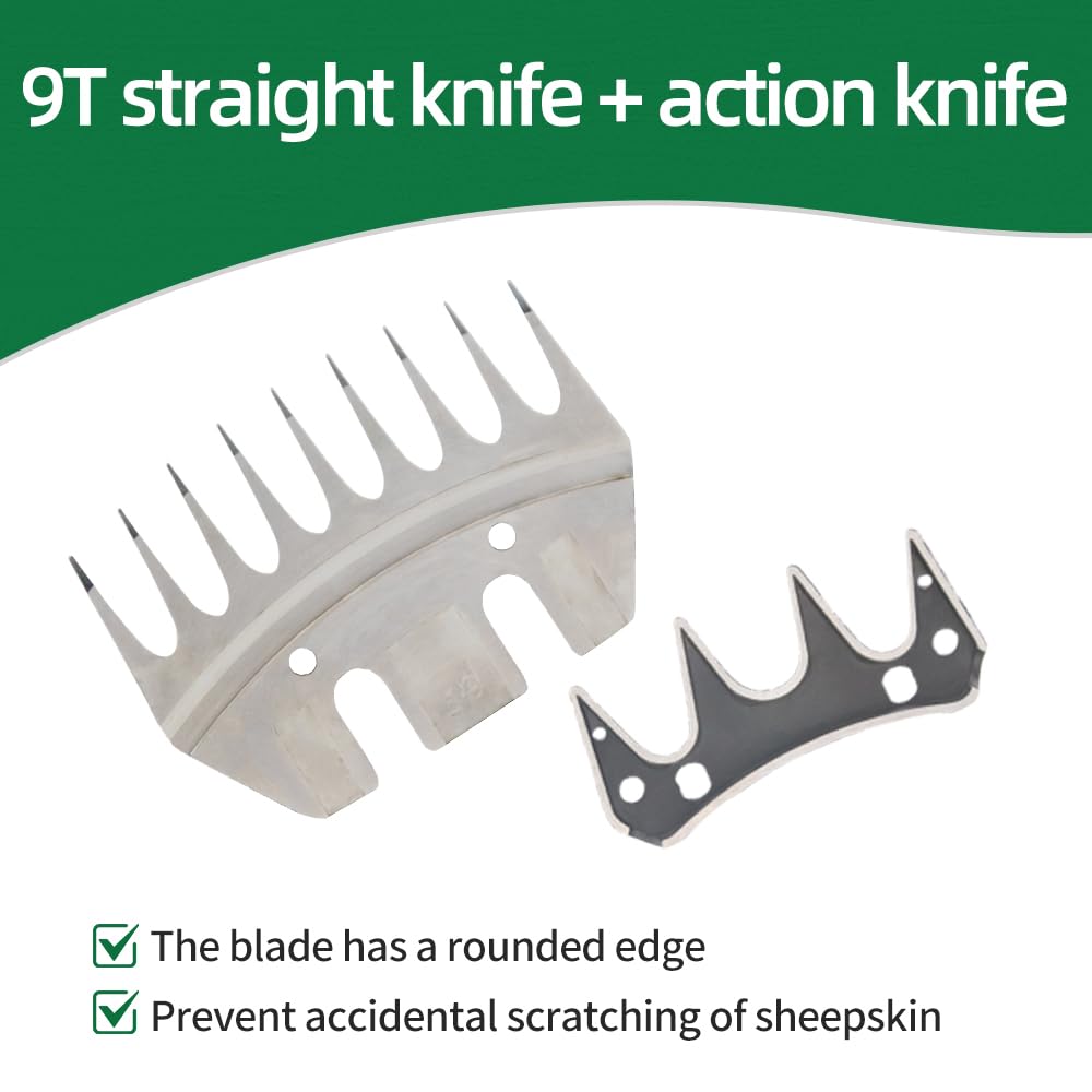 Professional 9-Tooth Sheep Shearing Comb & Cutter Blade Set - Heavy Duty Straight Blade for Sheep, Alpaca, Goats - Essential Farm & Livestock Grooming Tool for Wool Harvesting & Animal Care