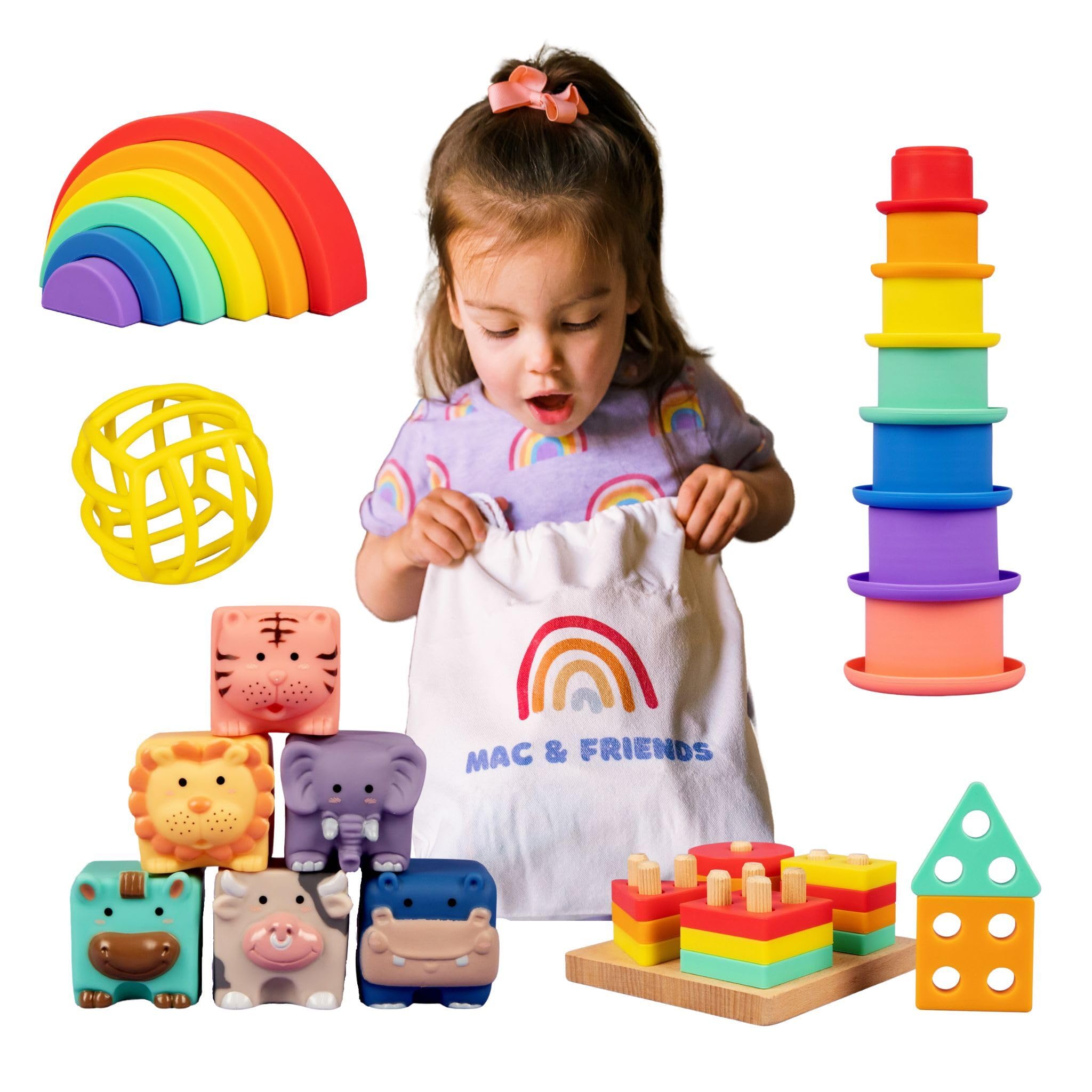 Montessori Toy Set for Babies & Toddlers 0-3 Years - 5-in-1 Educational Sensory Toys | Perfect Baby Shower Gift, Birthday Present & New Sibling Gift | Soft Developmental Toys for Early Learning & Playtime Fun