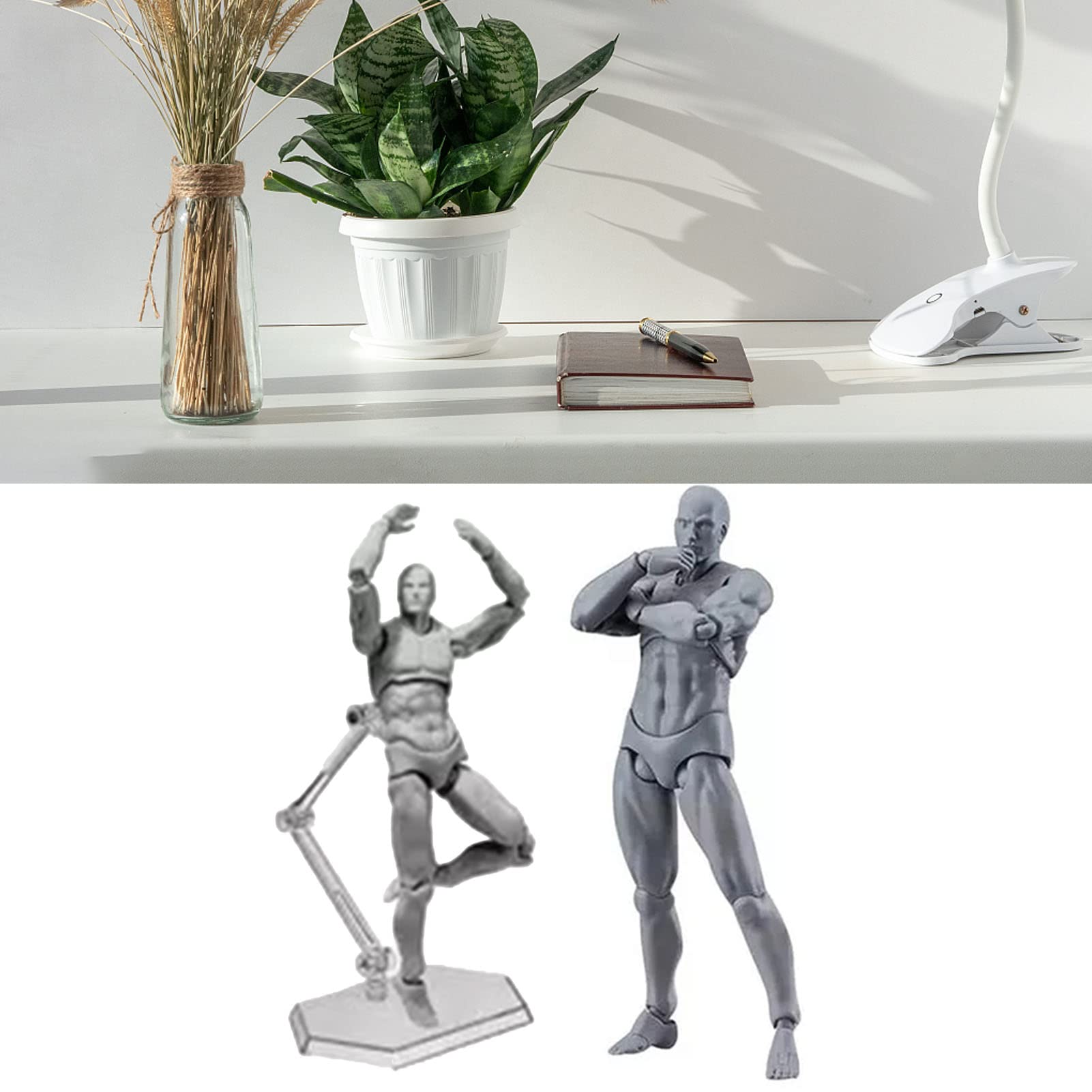 Customizable Jointed Mannequin Action Figures - Male & Female PVC Drawing Models with Holder Base | Perfect for Artists, Designers & Collectors