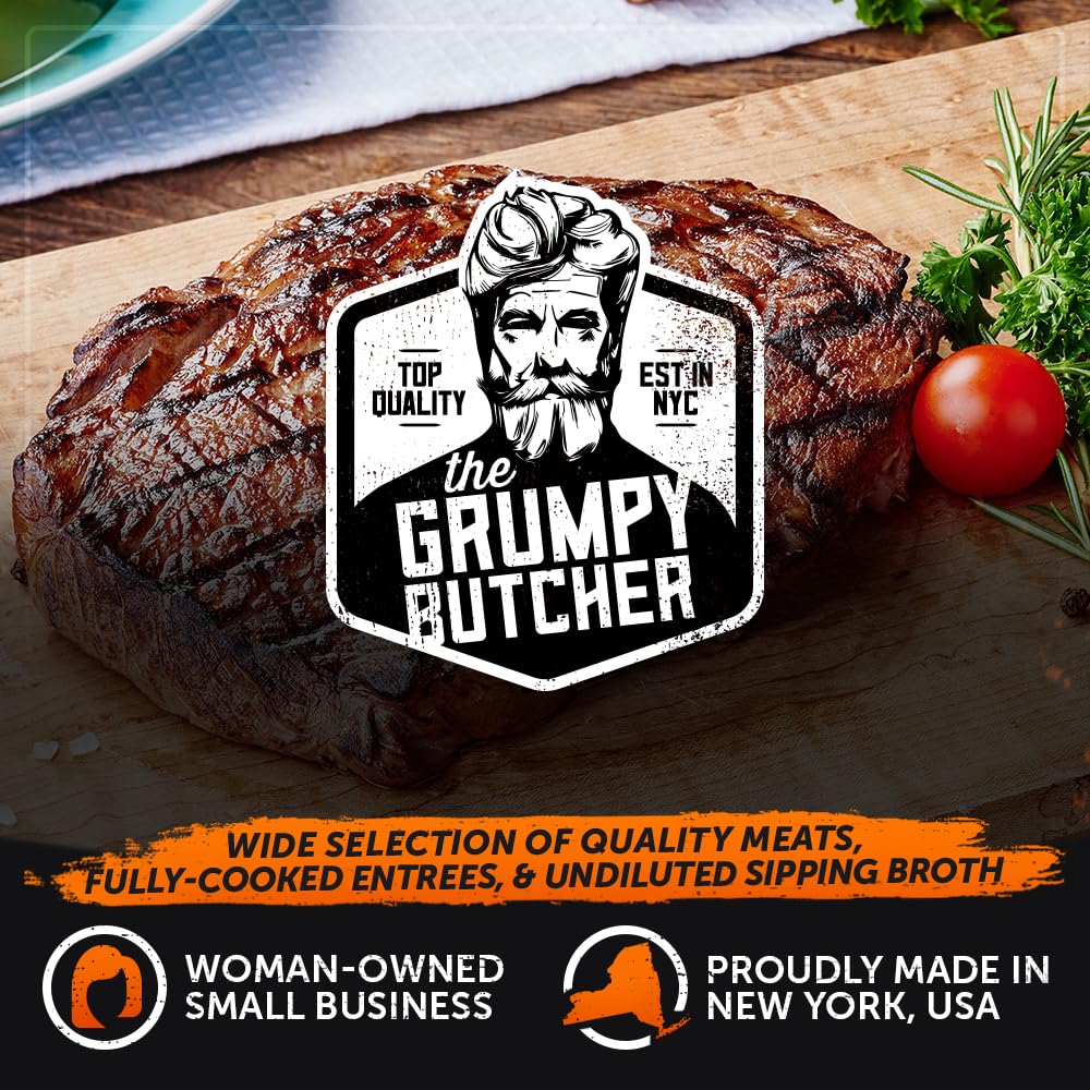 Premium Grumpy Butcher Sirloin Steaks & Smoked Beef Brisket Gift Box - 4 Top Sirloin Steaks & Burnt Ends - Perfect Steak Gift for Husband, Father's Day, Anniversary - Gourmet BBQ & Dinner Party Essential