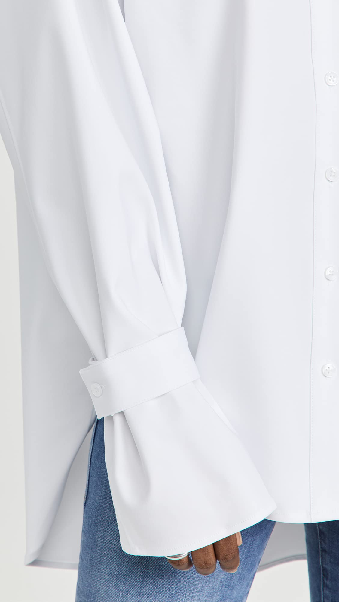 Good American Women's Tabbed Poplin Shirt - Classic Button Down Blouse for Work & Casual Wear | Office Outfits, Date Nights & Weekend Style