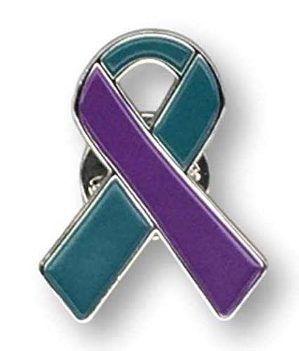 25-Piece Purple & Teal Awareness Ribbon Pins with Metal Clasps - Domestic Violence, Sexual Assault & Suicide Prevention Support Pins - Perfect for Fundraisers, Charity Events & Awareness Campaigns