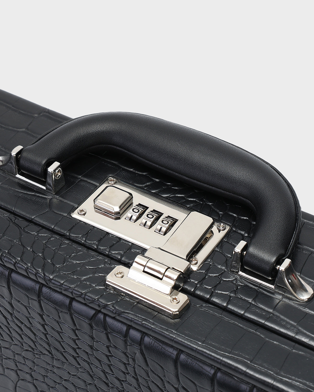 Premium Black Citadel Croc Leather Briefcase for Business Professionals - Stylish Work Bag for Office, Meetings & Business Travel