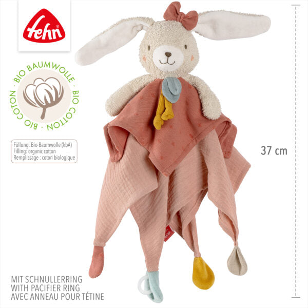 FehnNATUR Soft Plush Sensory Hare Comforter - Soothing Baby Blanket for Calming & Sleep - Perfect for Newborns, Toddlers & Sensory Play