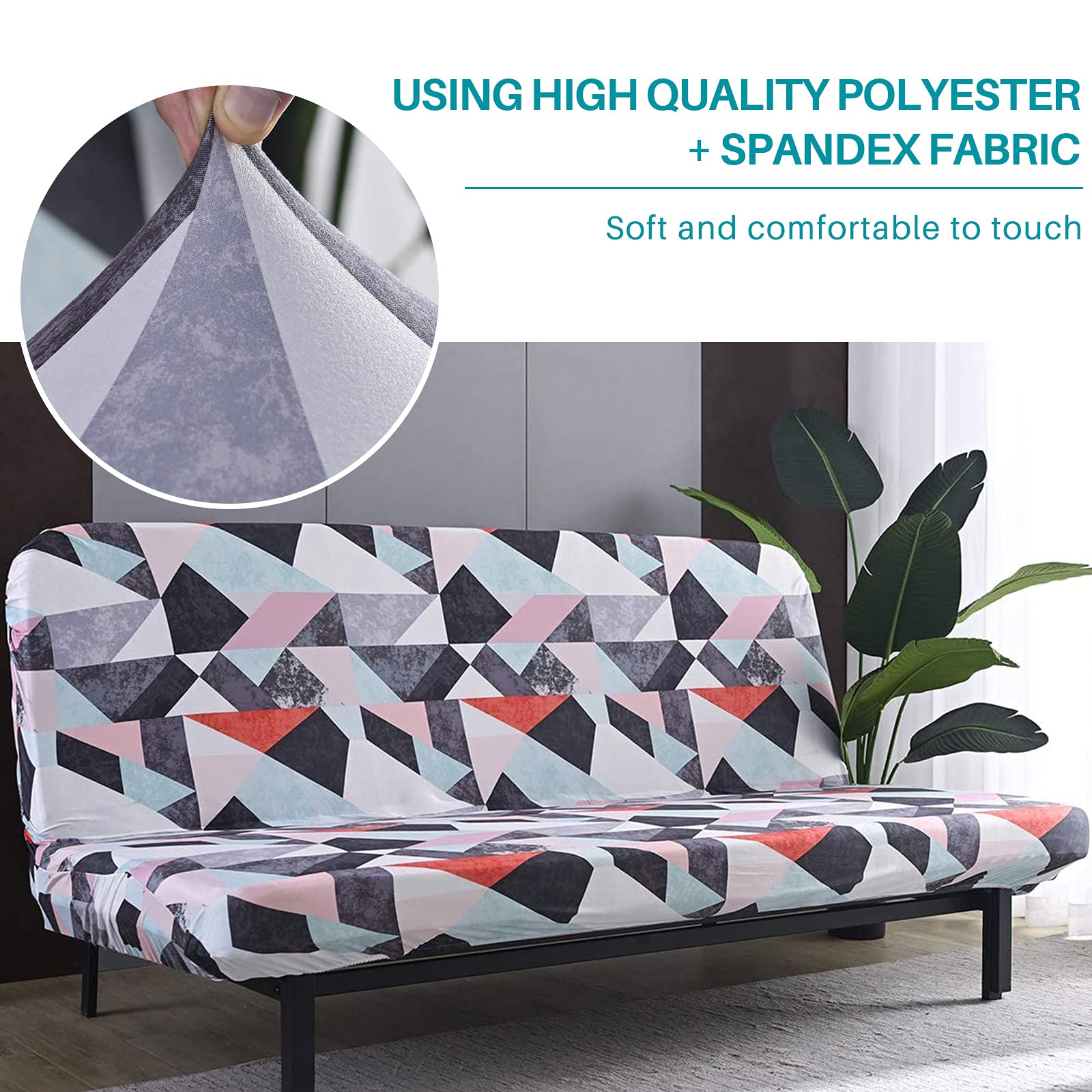 Beacon Pet Stretch Sofa Slipcover - Armless Futon Cover, Printed Fitted Furniture Protector, Elastic Polyester Spandex, Washable Armless Sofa Cover for Folding Couch - Perfect for Pet Owners, Living Room Furniture Protection & Home Decor