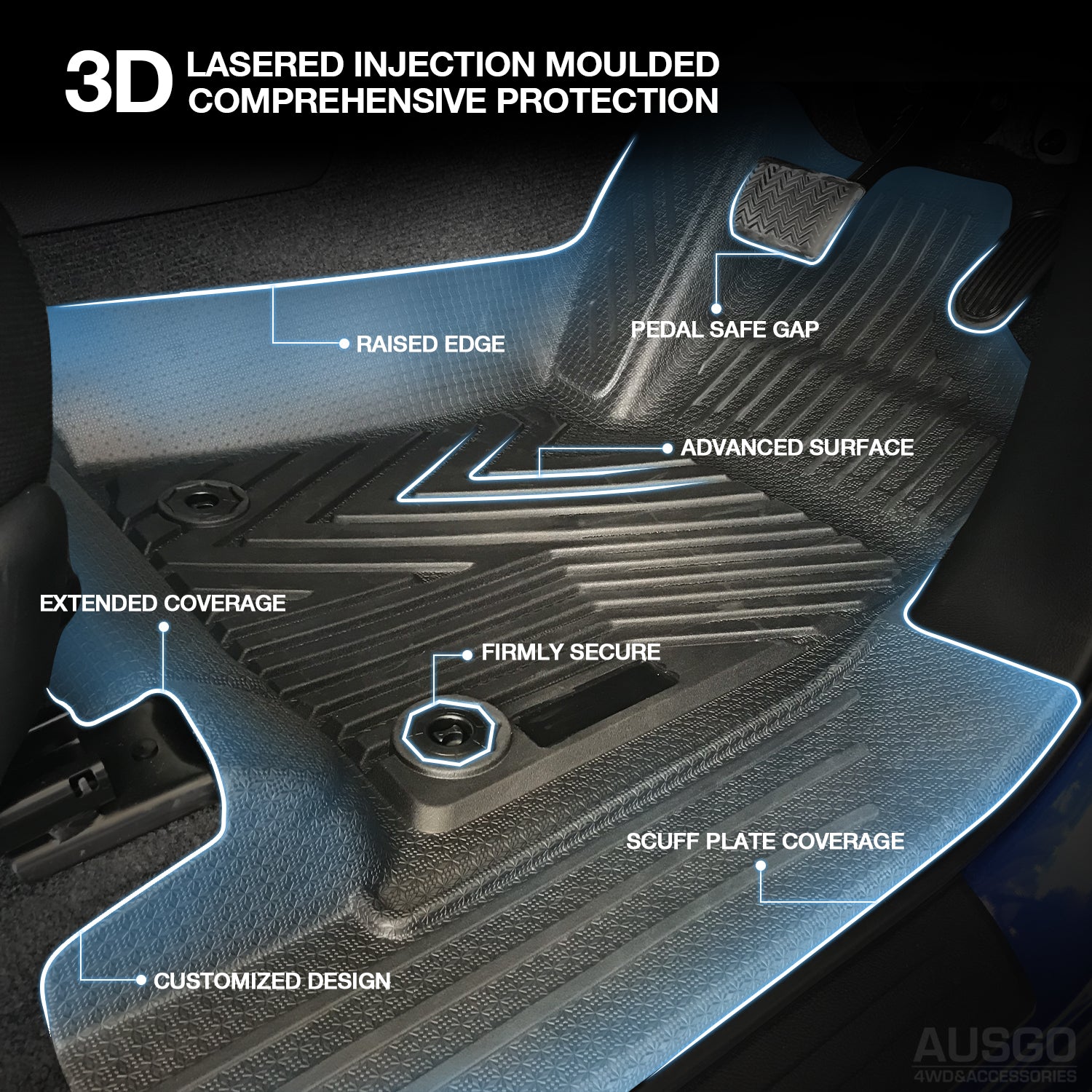 5D Injection Floor Mats for Toyota Hilux Dual Cab 2015-2023 | Custom Fit All-Weather Car Mats | Durable & Easy to Clean | Perfect for Off-Roading, Daily Commute & Family Trips