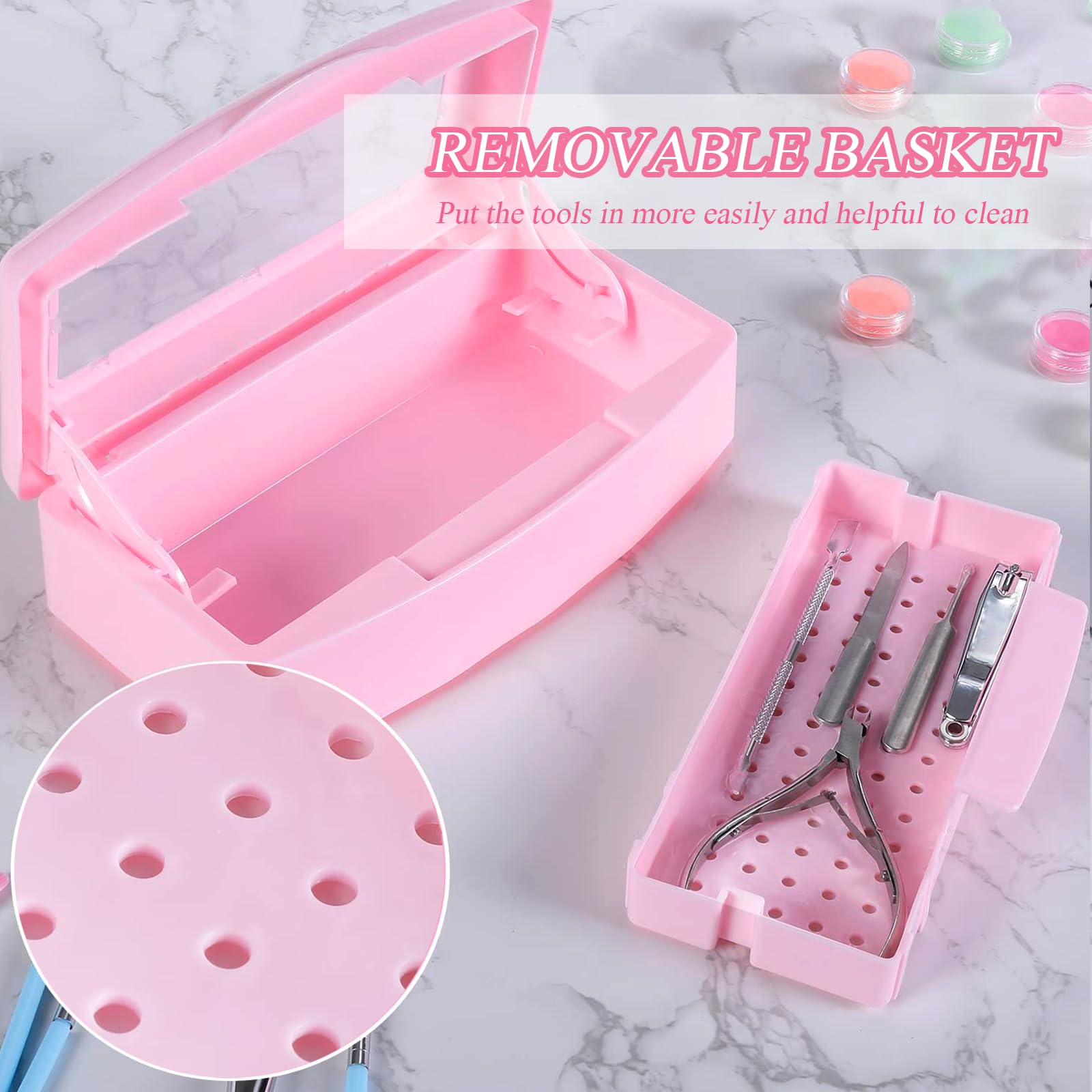 BUCICE UV Nail Tool Sterilizer - Professional Salon-Grade Sterilization Tray for Tweezers, Manicure & Pedicure Tools - Essential Nail Tech & Hair Salon Equipment (Pink) | Perfect for Sanitizing Nail Supplies Between Clients