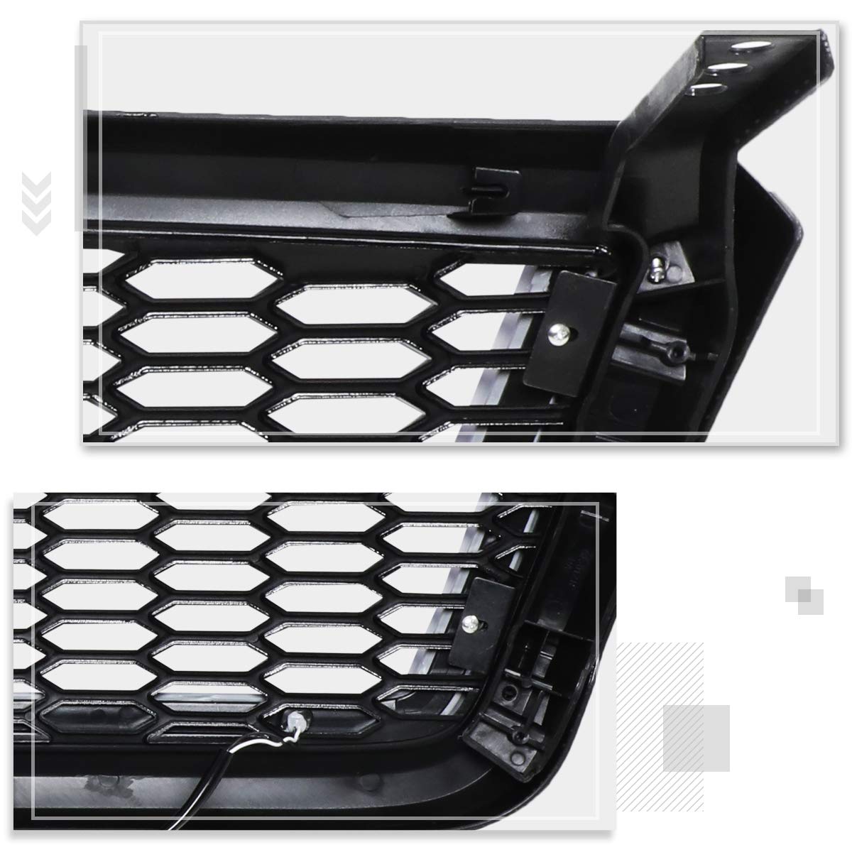Honeycomb Mesh Front Bumper Grille with LED Lights for 2004-2008 Ford F150 - Black | Upgrade Your Truck's Style & Protection for Off-Road & Daily Driving