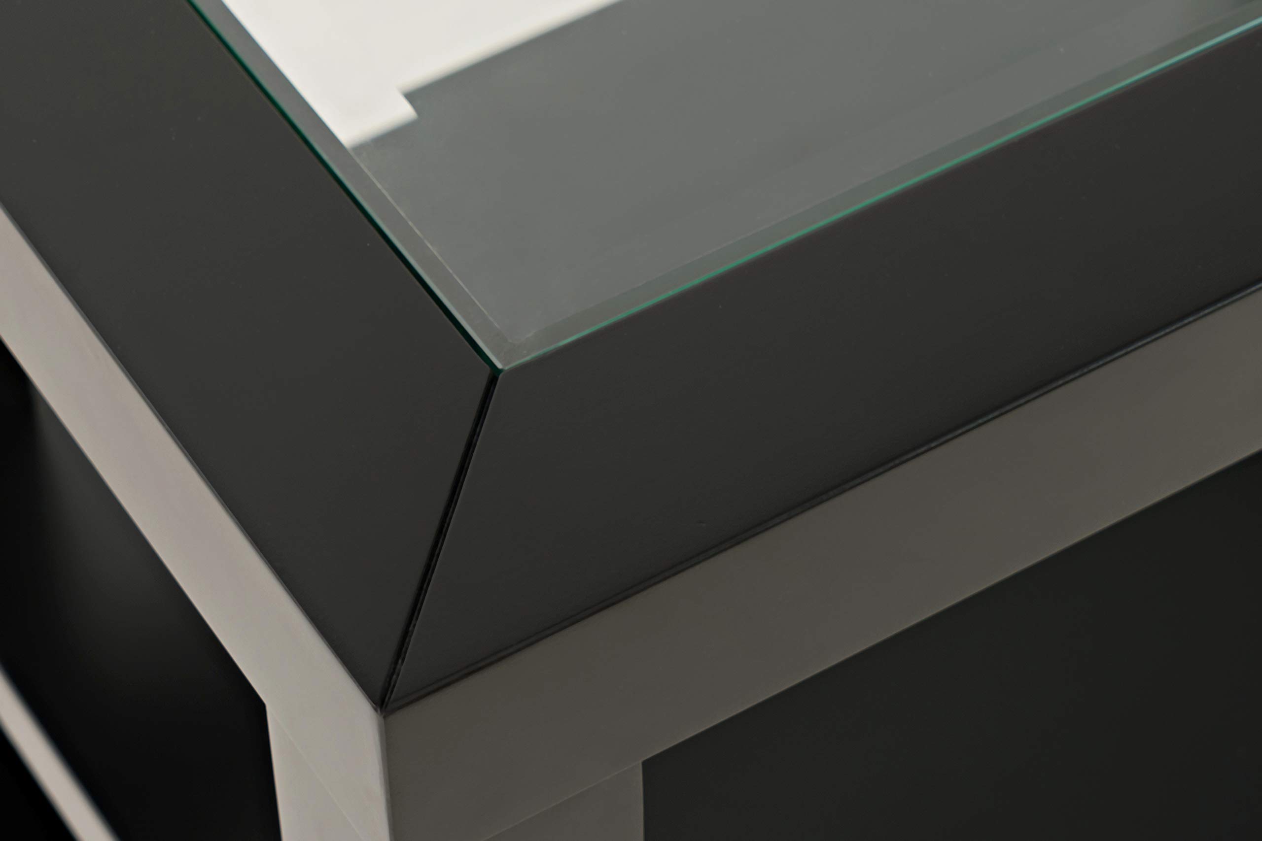 Jofran Inc. Urban Icon Glass Inlay Chair Side End Table with Storage Shelf - Modern Accent Table for Living Room, Bedroom & Office Use