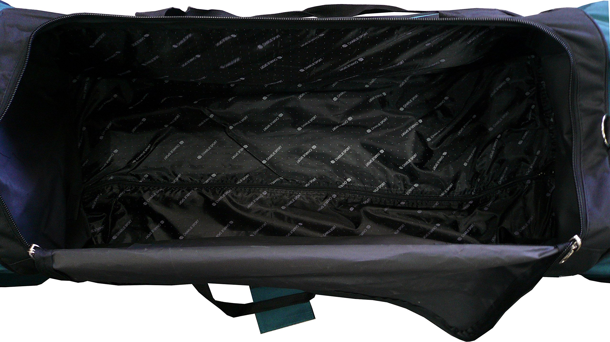 36-inch Rolling Duffle Bag - Large Expandable Travel Luggage with Wheels (Black/Turquoise) for Gym, Camping, Business Trips & Airplane Carry-On