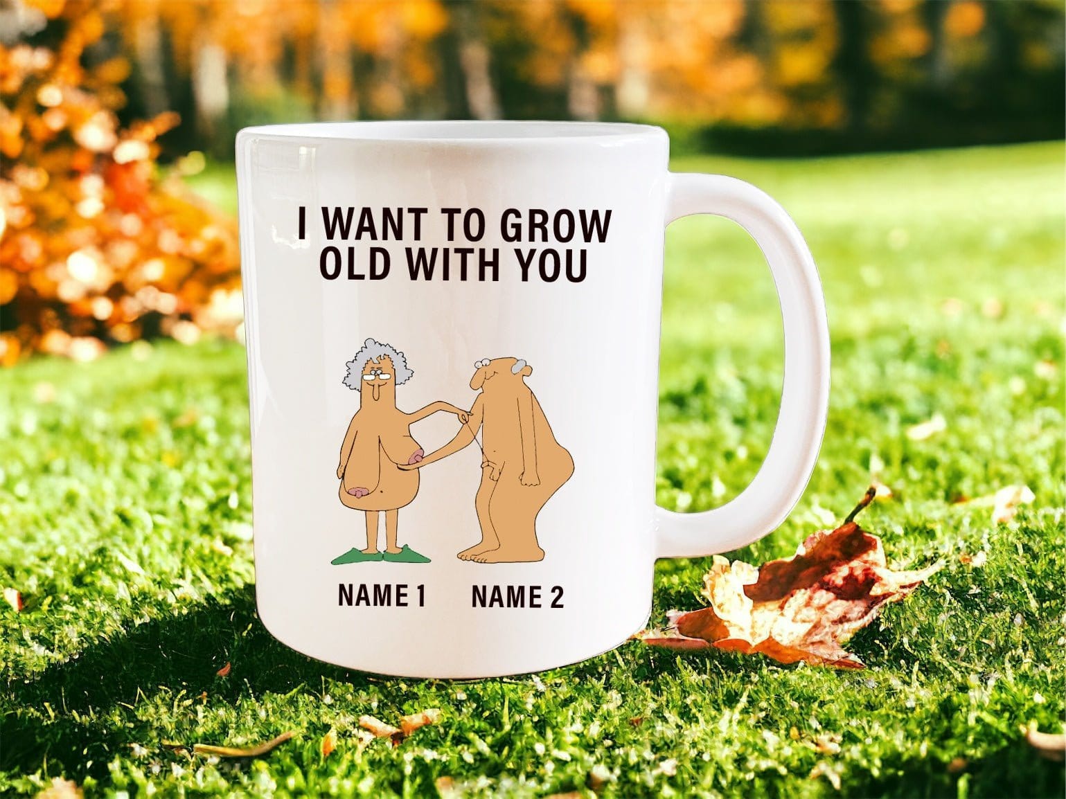 Personalized 'I Want to Grow Old With You' Coffee Mug - Romantic Couple Gift for Anniversary, Wedding & Valentine's Day - Perfect for Morning Coffee, Tea or Hot Chocolate at Home