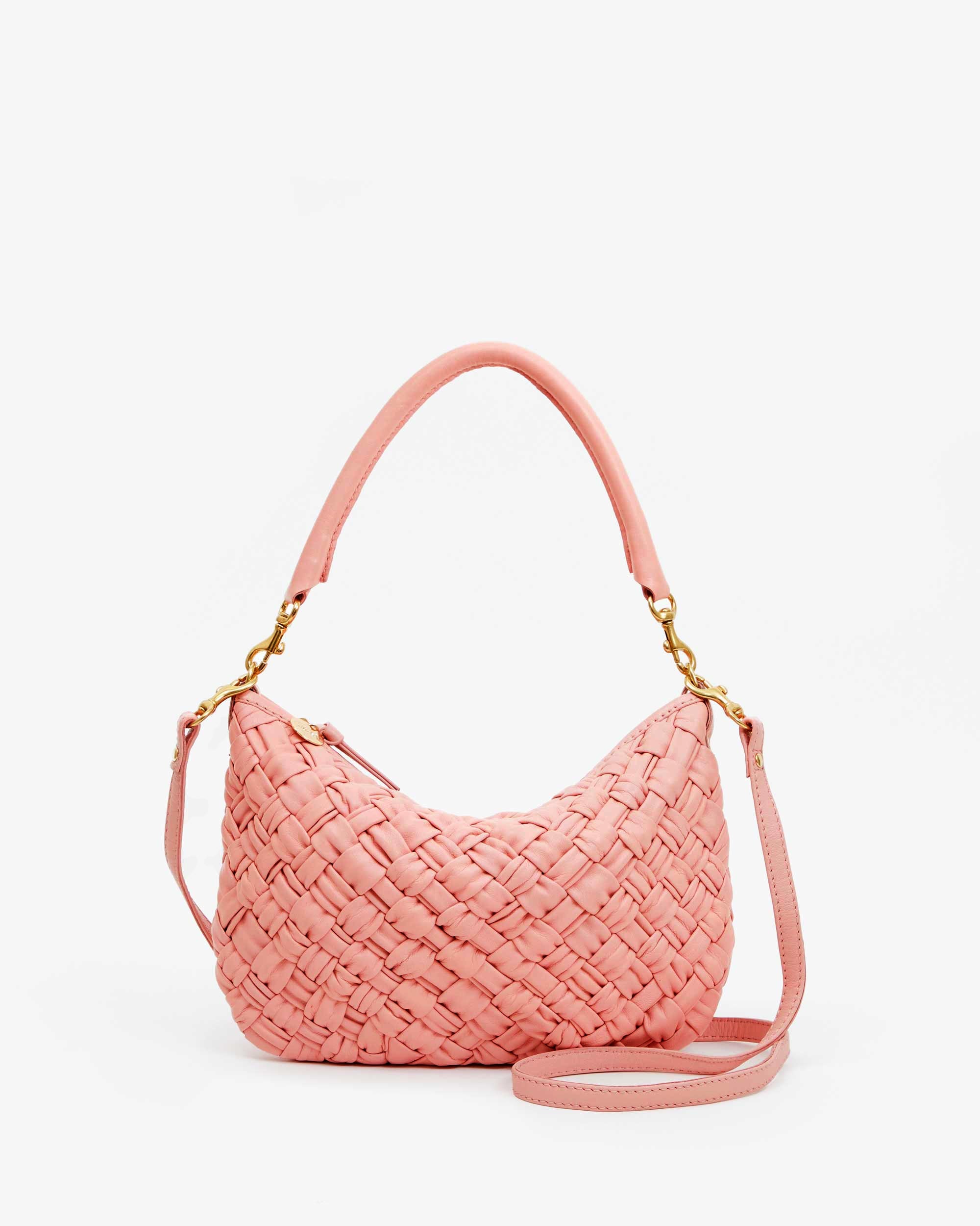 Petit Medium Messenger Bag in Blush Pink - Stylish Puffy Woven Crossbody Purse for Women, Perfect for Work, Travel and Everyday Use
