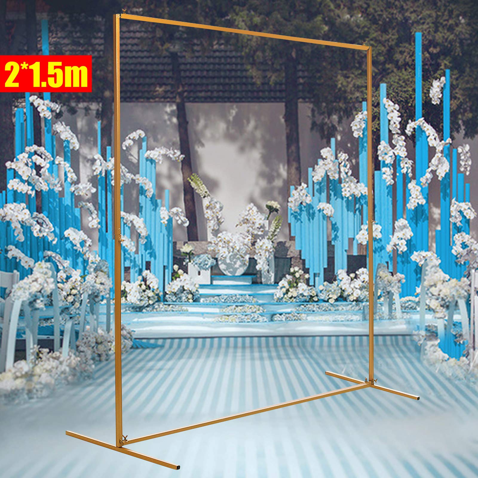 2X1.5M Decorative Square Wedding Arch Stand with Bases - Sturdy Metal Wedding Archway & Iron Frame for Photo Booth, Ceremony, Reception - Perfect for Outdoor Garden, Party Decor & Backdrop (Ideal for Weddings, Anniversaries, Birthday Celebrations)