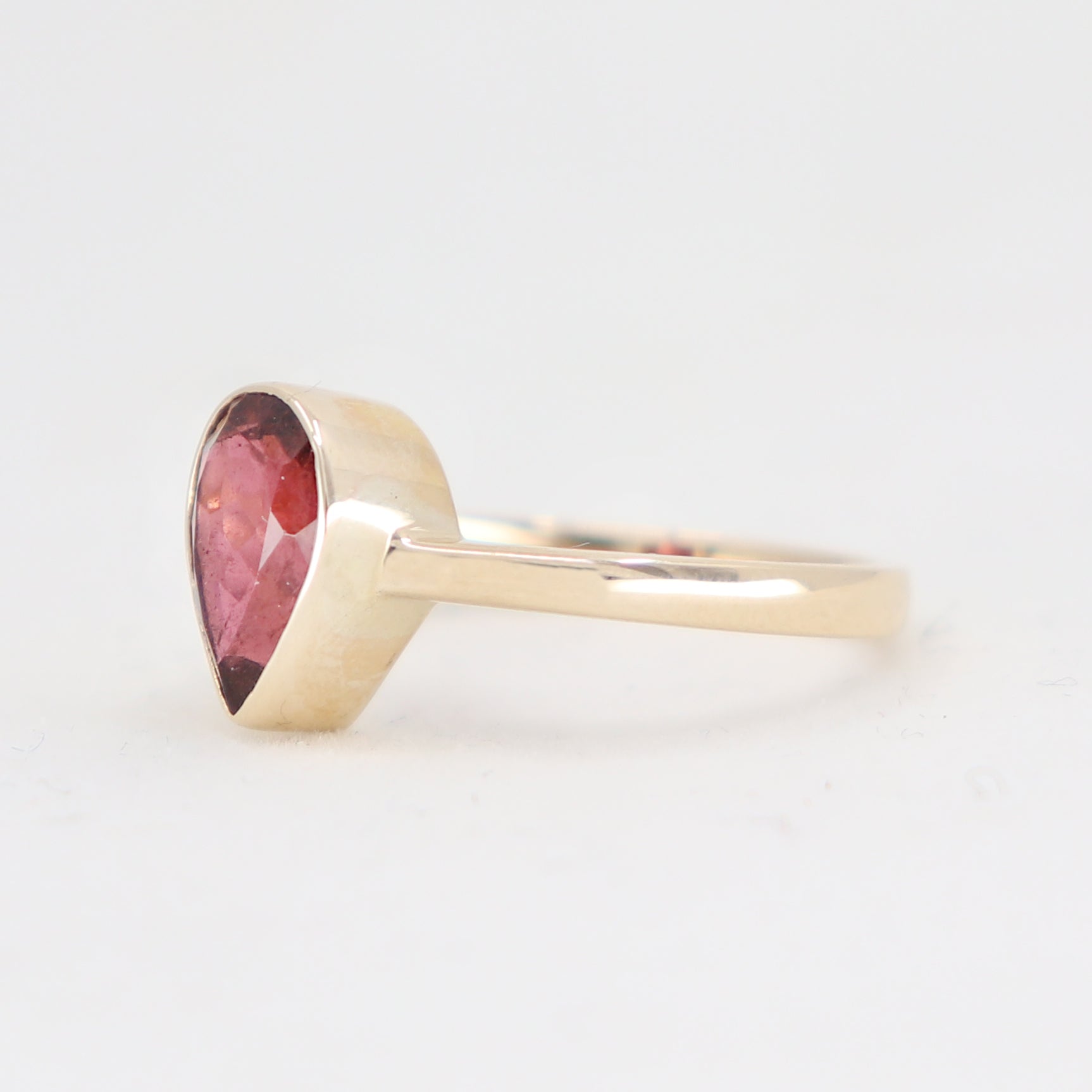 9k Yellow Gold Dark Raspberry Tourmaline Ring - Elegant Jewelry for Women, Perfect for Weddings, Parties & Daily Wear