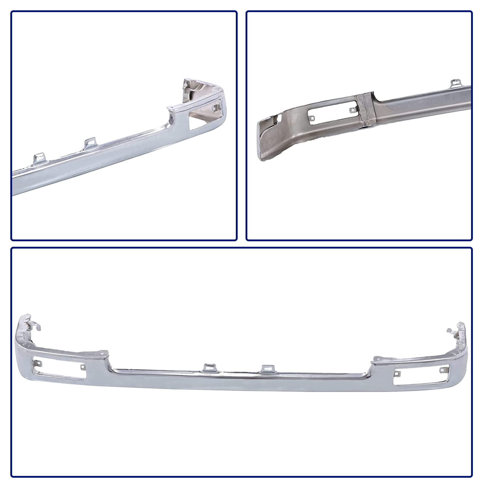 Replacement Front Steel Chrome Bumper Face Bar for 1989-1995 Toyota Pickup 2WD - Compatible with TO1002102 & 5210135070 - Perfect for Off-Roading, Restoration & Truck Upgrades