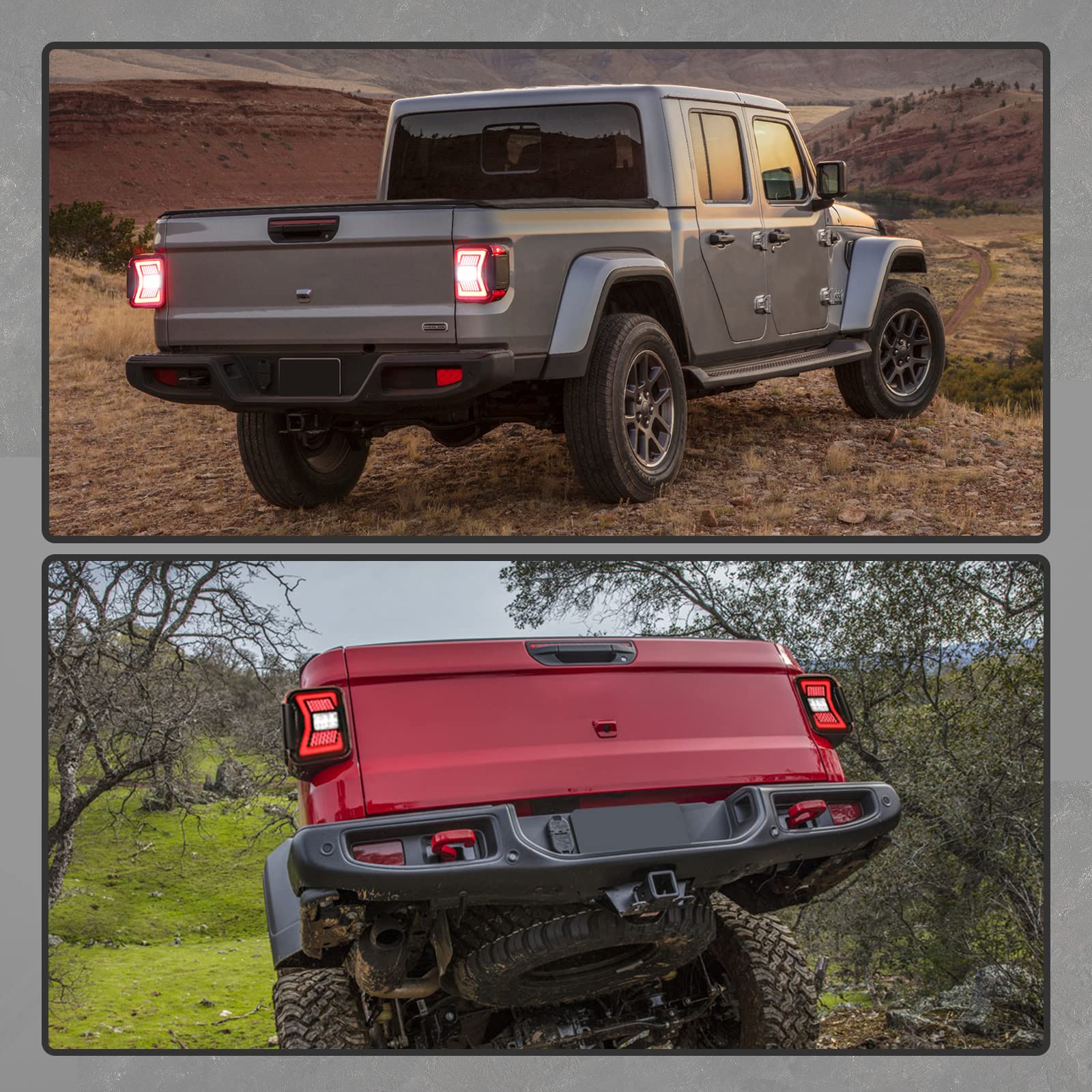 AUTOWIKI LED Tail Lights for 2019-2025 Jeep Gladiator JT - Black Smoke Lens Sequential Turn Signal Tail Lights (1 Pair) - Rear Lamps Replacement for Off-Roading & Night Driving