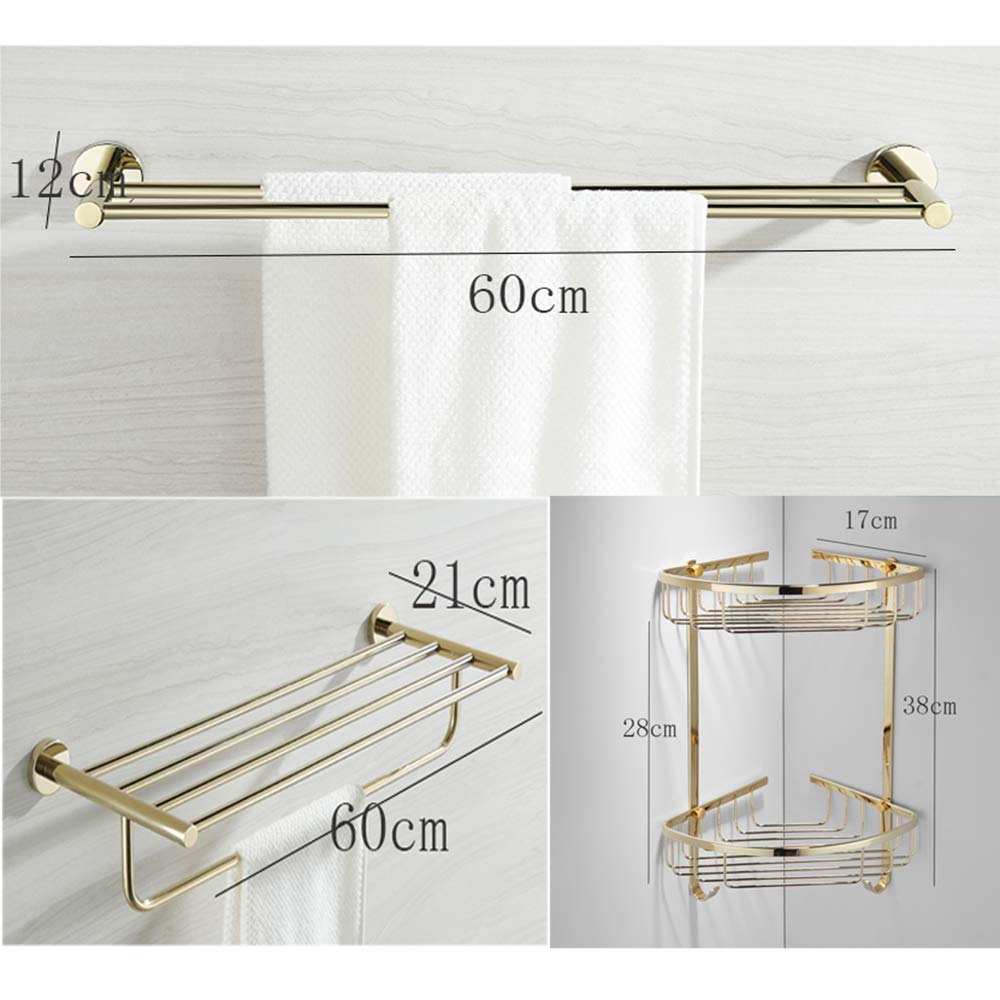 Luxury Gold Stainless Steel Bathroom Shelf Set - Elegant Pendant Light & Hardware for Modern Bathroom Decor | Perfect for Vanity, Shower, and Spa Areas