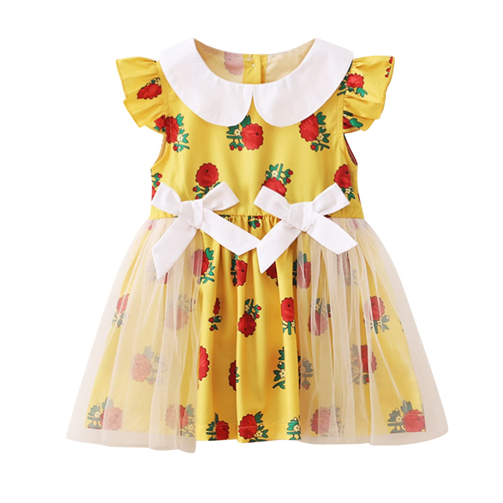 Toddler Girls Floral Rose Sleeveless Ruffle Beach Dress - Princess Style Summer Outfit for Beach, Pool, and Outdoor Play