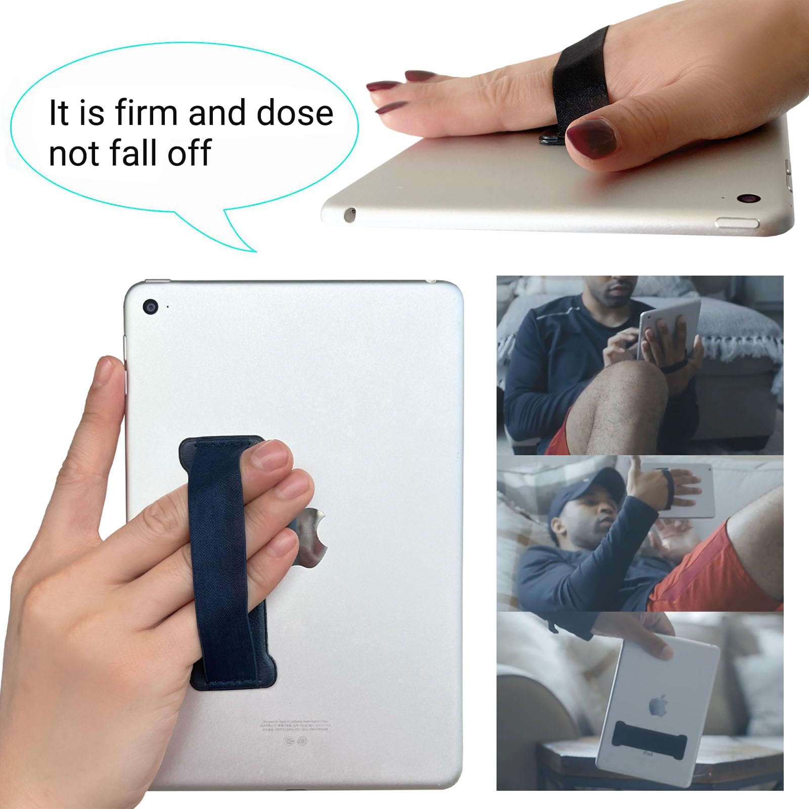 Universal iPad & Tablet Hand Holder Strap - Ergonomic Handle Grip for Kindle, Mini Tablets & Cases (Gray) | Perfect for Reading, Gaming & Watching Videos Hands-Free