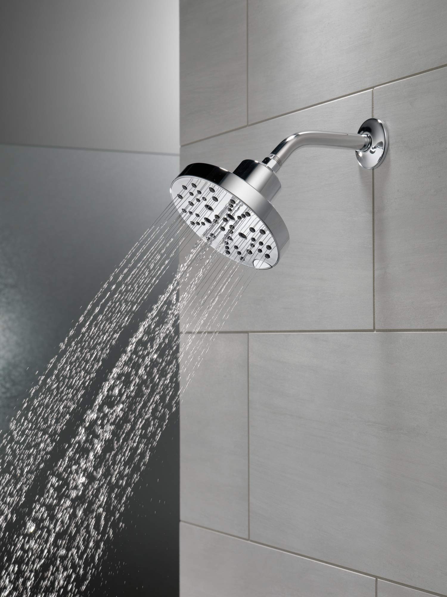Delta Faucet 5-Spray Shower Head with H2Okinetic Technology - Chrome Raincan Shower Head, Round Water Saving Shower Head with Lumicoat Finish (Model 52668-PR, 1.75 GPM) - Perfect for Spa-Like Bathroom Experience & Water Conservation