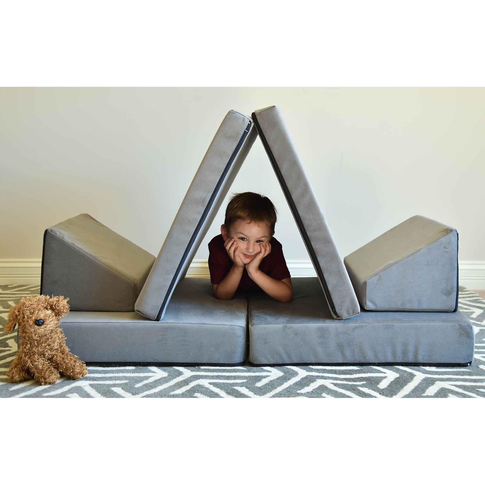 Premium Kids Play Couch with Removable Cushions & Accessories - Soft Modular Sofa for Toddlers, Children's Playroom, Reading Nook & Indoor Fort Building
