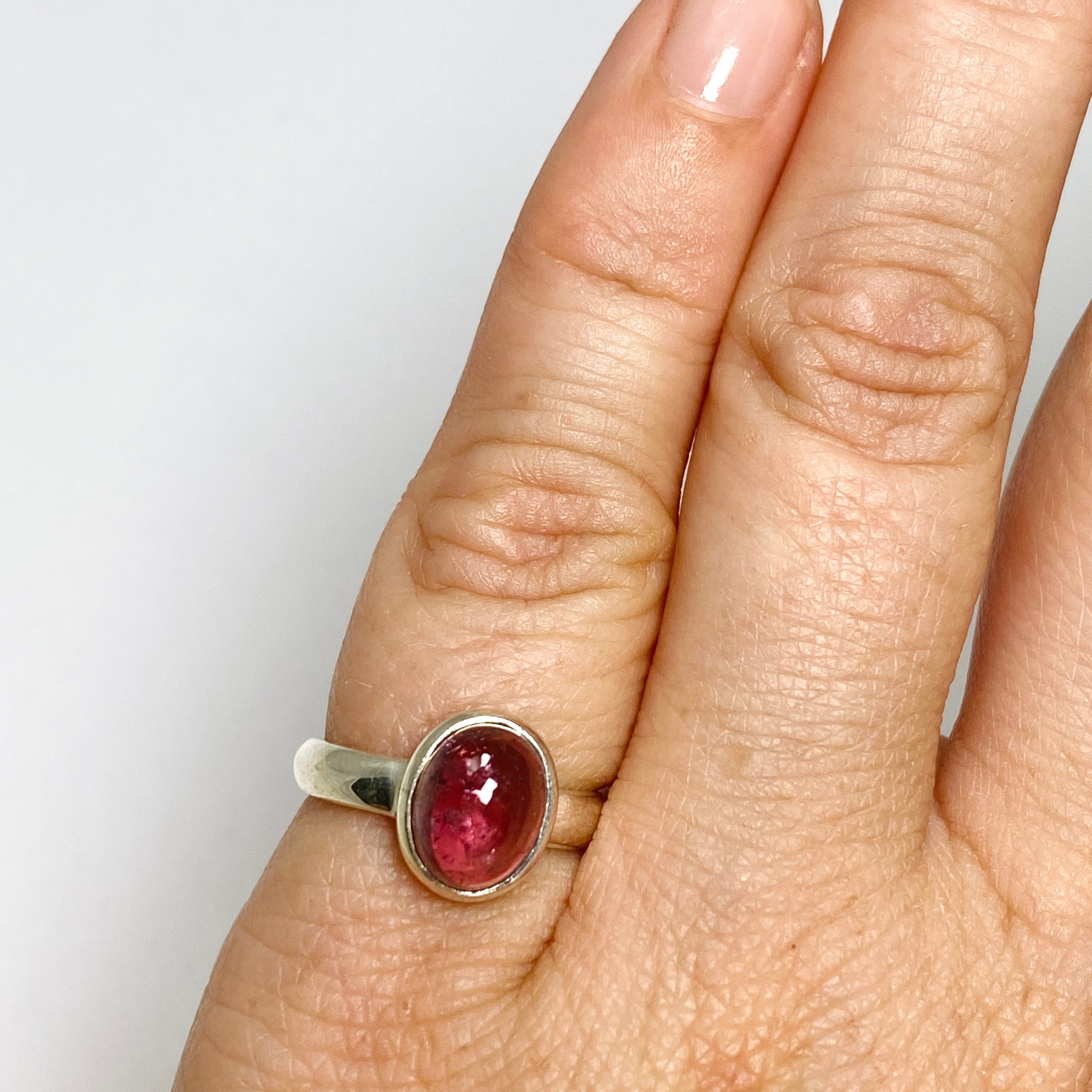 Pink Tourmaline Oval Cabochon Ring - Size 4.5 - PRGJ731 - Elegant Jewelry for Women, Perfect for Weddings, Anniversaries & Special Occasions