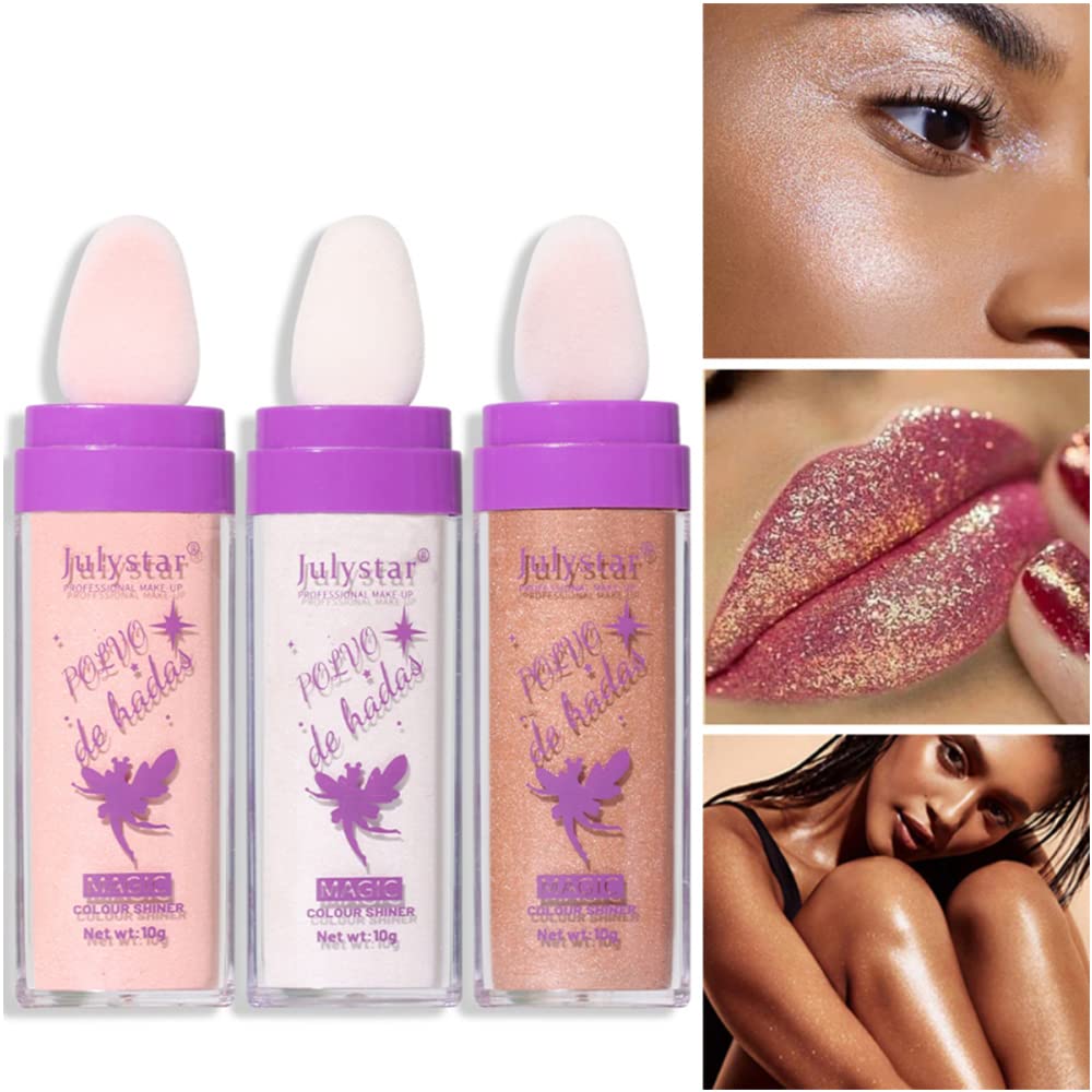 Ofanyia Fairy Highlighter Powder - Natural Sparkle Makeup for Face & Body, Glow Stick Highlighter (02# Pink) | Perfect for Parties, Photos & Festive Occasions