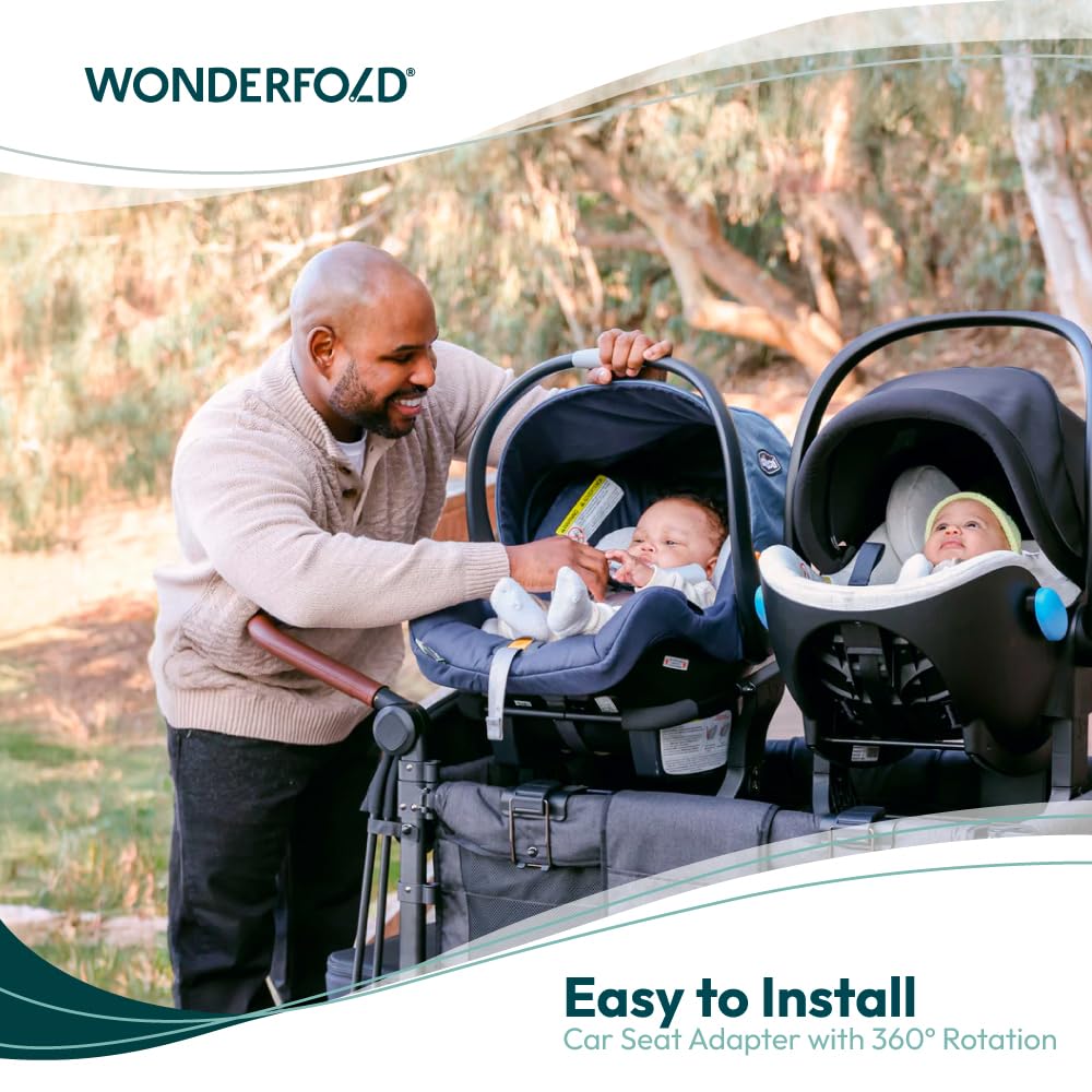 WONDERFOLD W4 Series Infant Car Seat Adapter - 360° Rotating Chicco Car Seat Compatible | Easy Installation & Folds with Stroller Wagon | Perfect for Travel, Shopping & Family Outings