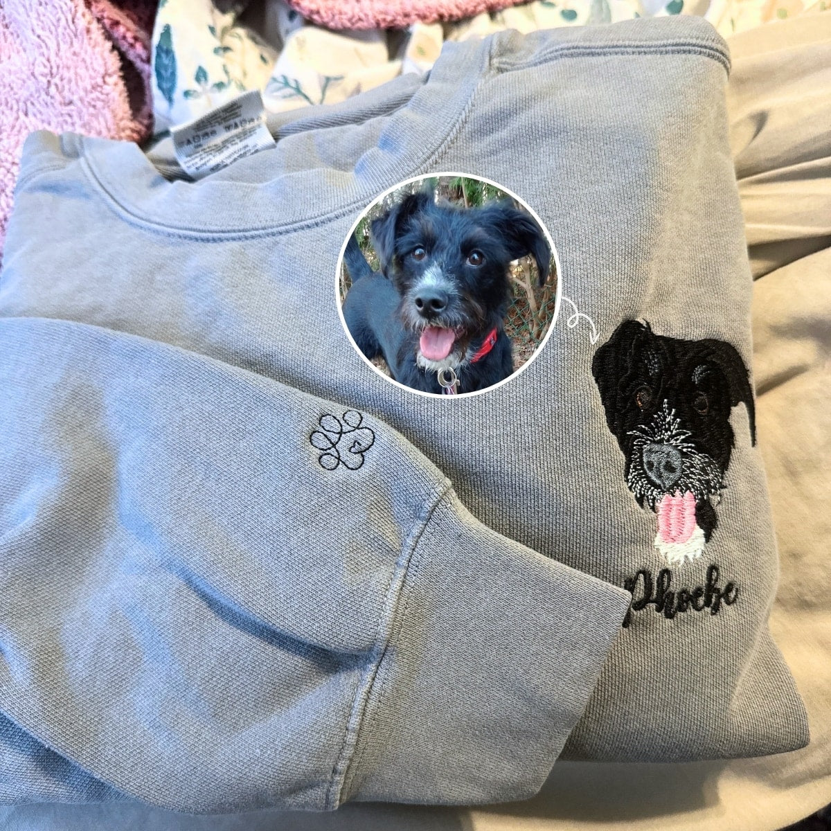 Custom Embroidered Dog Face Sweatshirt - Personalized Pet Photo Hoodie for Men & Women - Cozy Pullover for Dog Lovers, Casual Wear & Gifts