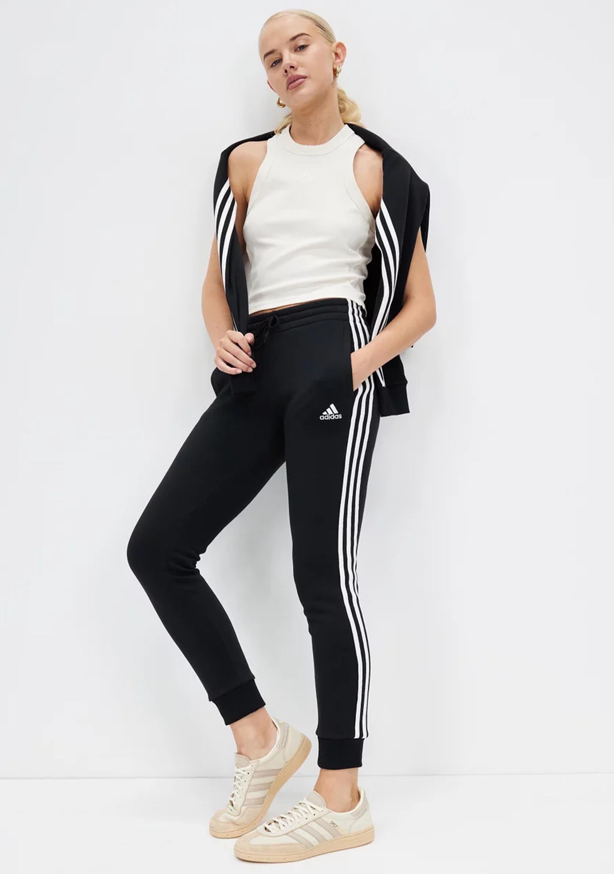 Adidas Women's Essential Fleece 3-Stripe Pants - Soft Joggers for Lounge, Workout & Casual Wear - Comfortable Athletic Pants for Running, Yoga & Everyday Use