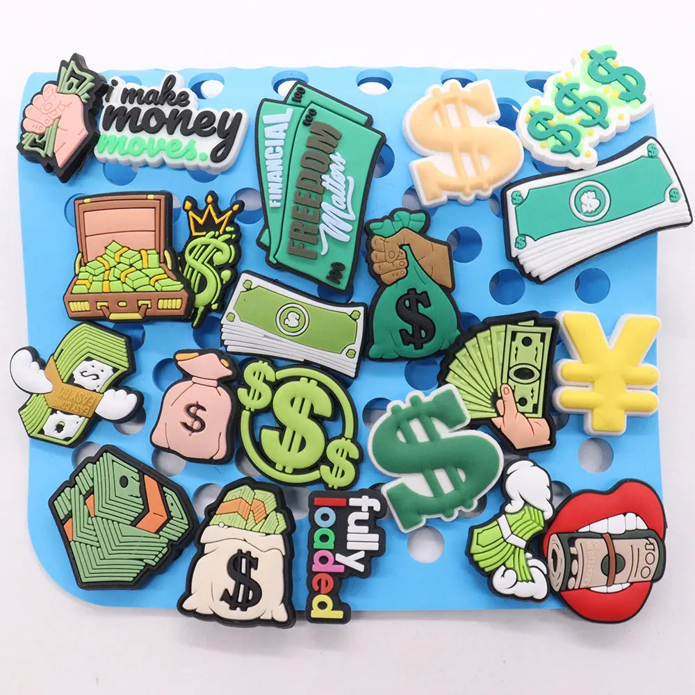 New 1pc Money Themed PVC Shoe Charms - Financial Freedom Decor for Slippers, Clogs & DIY Wristbands - Perfect for Crafting, Shoe Decoration & Festival Accessories