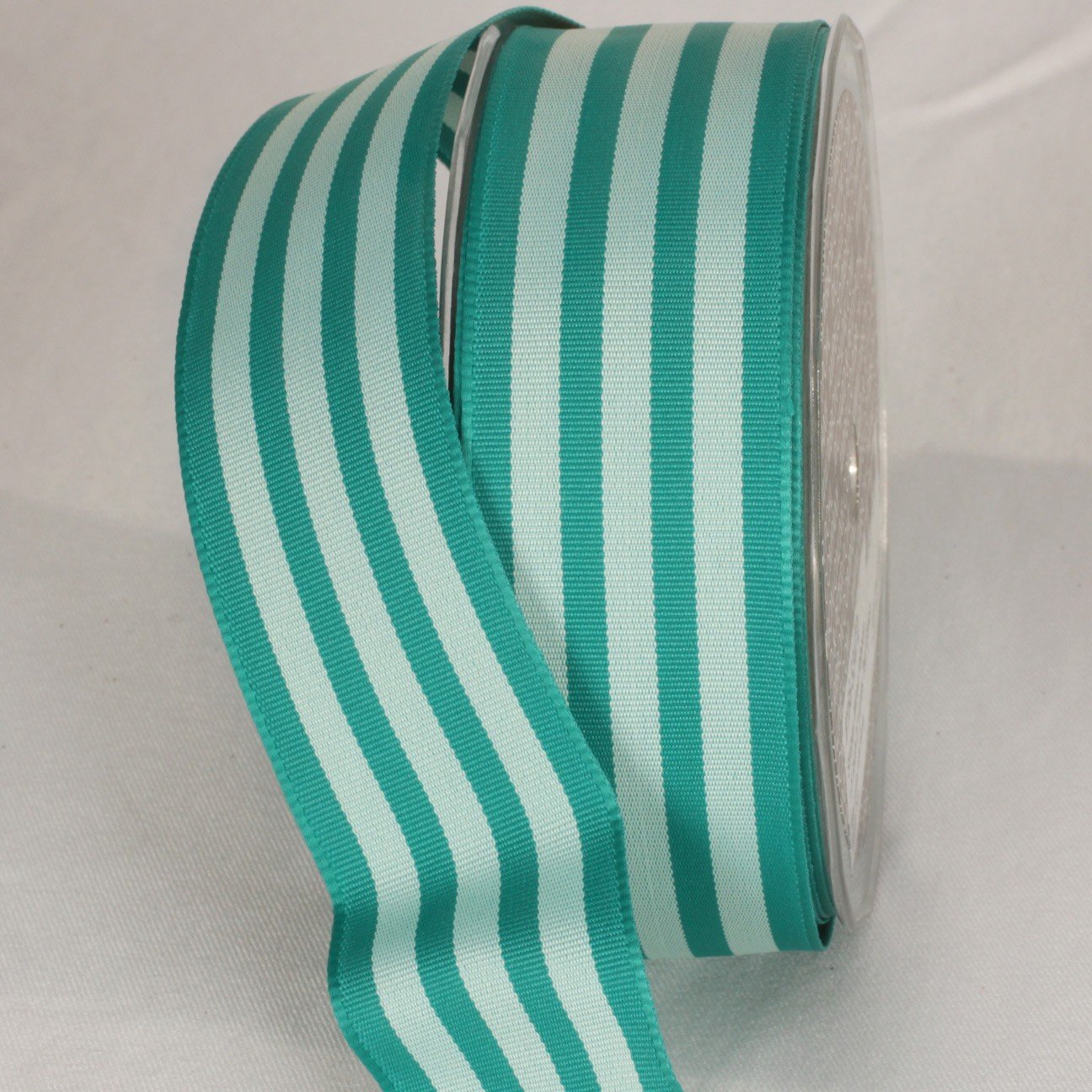 The Ribbon People Teal and Mint Green Striped Wired Craft Ribbon - 1.5 Inch x 27 Yards Bulk Roll for Gift Wrapping, DIY Decorations, Floral Arrangements, Scrapbooking & Party Supplies