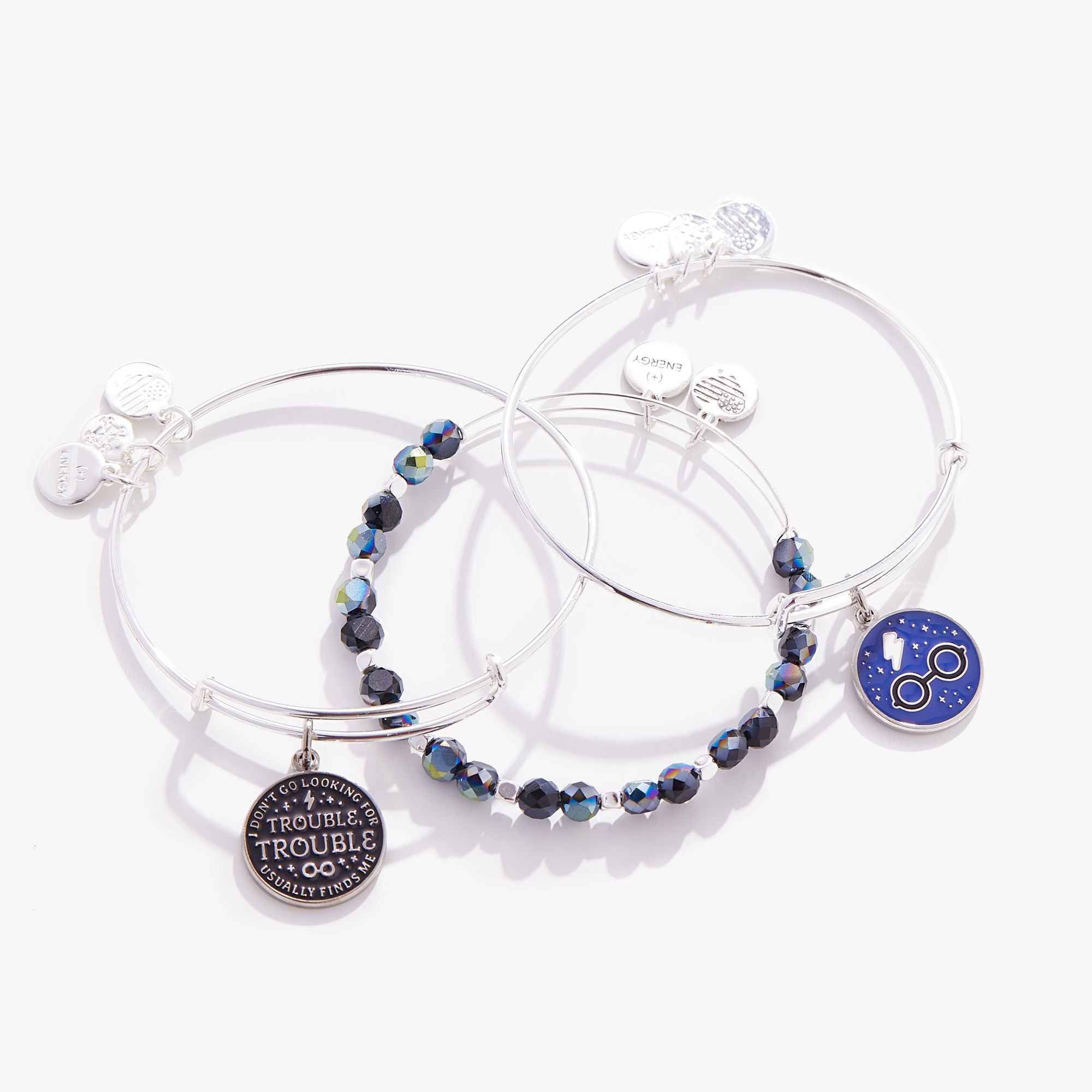 Harry Potter™ Charm Bangle Bracelets Set of 3 - Magical Jewelry for Fans, Wizards & Witches - Perfect for Cosplay, Halloween Costume & Gift Giving