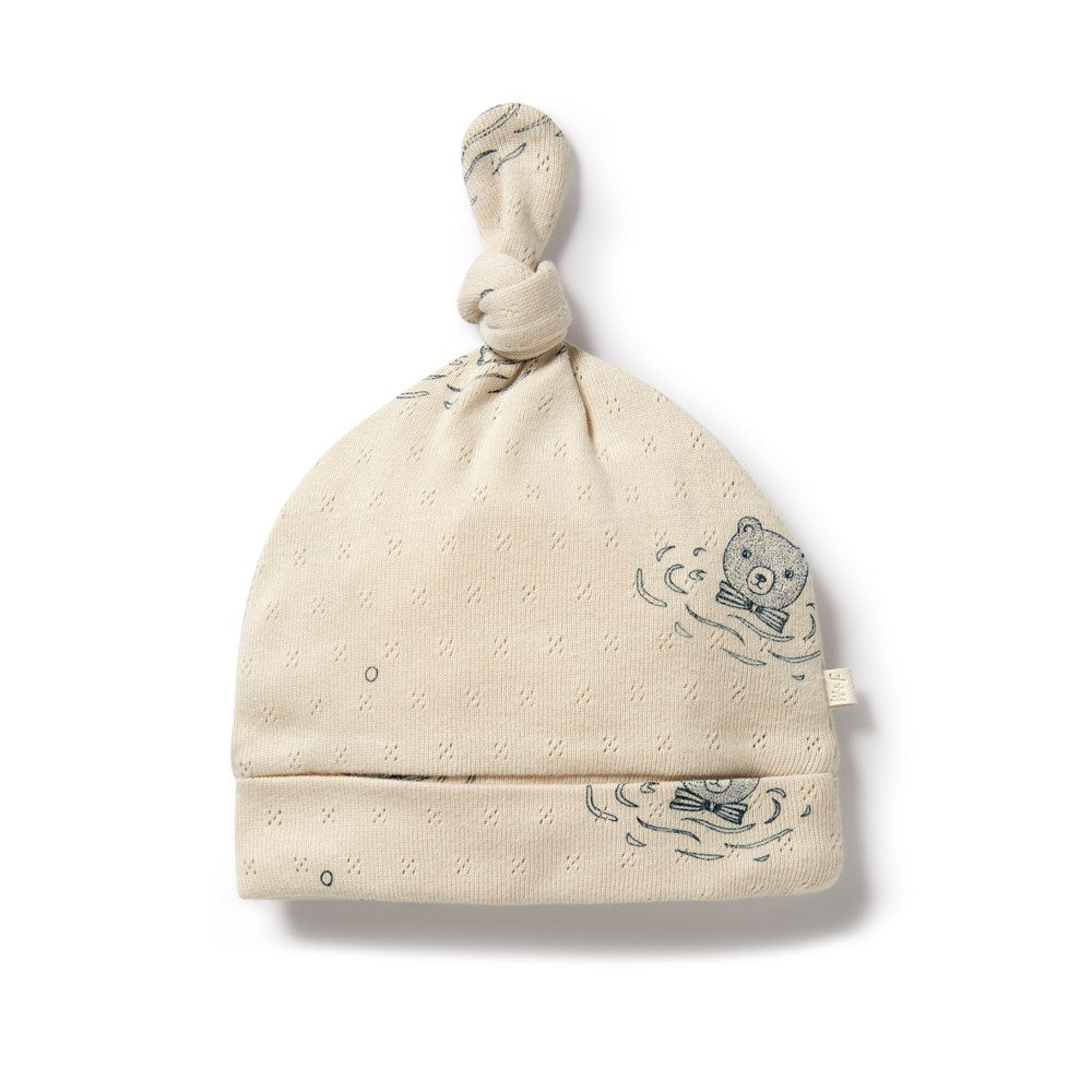 Little Bear Organic Cotton Pointelle Knot Hat for Babies - Soft & Breathable Newborn Beanie for Outdoor & Photo Shoots