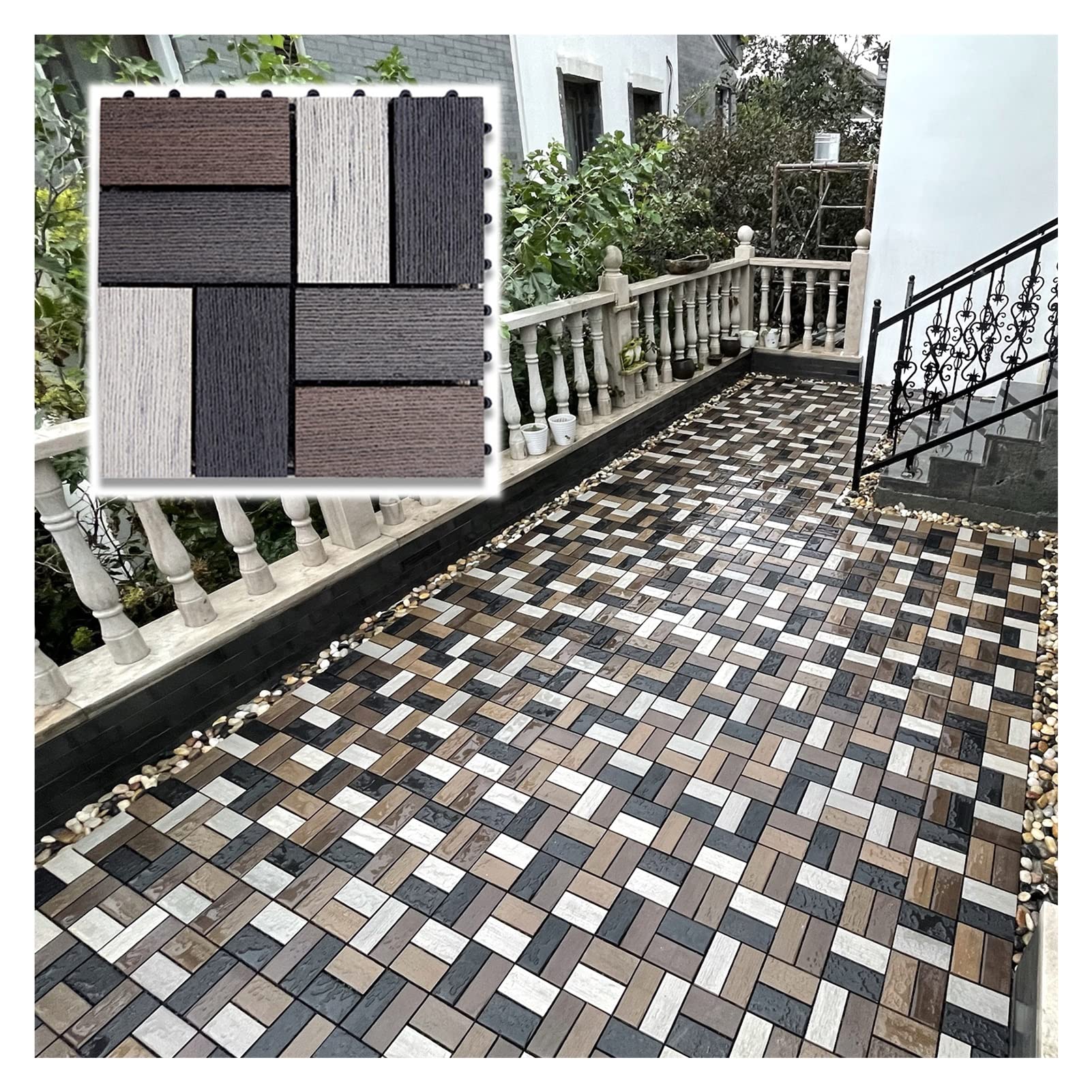 Natural Wood Shower Bath Mat - Waterproof Anti-Slip Bathroom Floor Mat, Customizable Size for Balcony, Stairs & Wet Areas - Grey Wooden Drain Board (30pcs) - Perfect for Spa, Poolside & Outdoor Showers