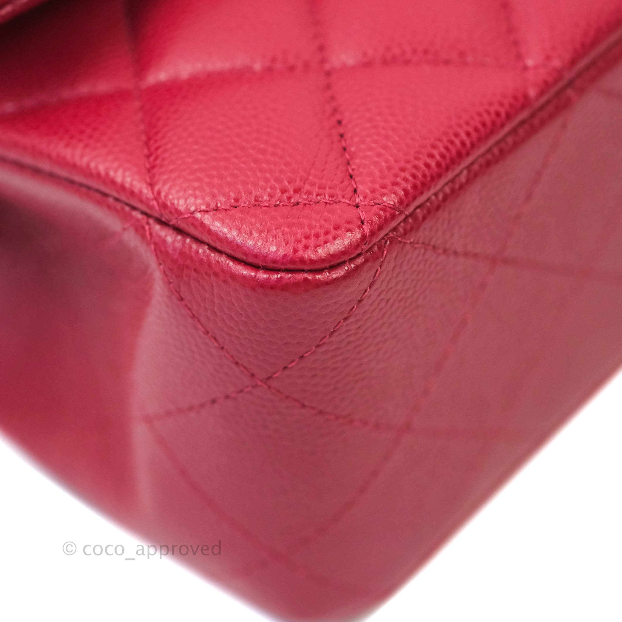 Chanel Classic Medium Double Flap Bag - Red Caviar Leather with Silver Hardware | Authentic Luxury Handbag for Women | Perfect for Parties, Weddings & Everyday Elegance