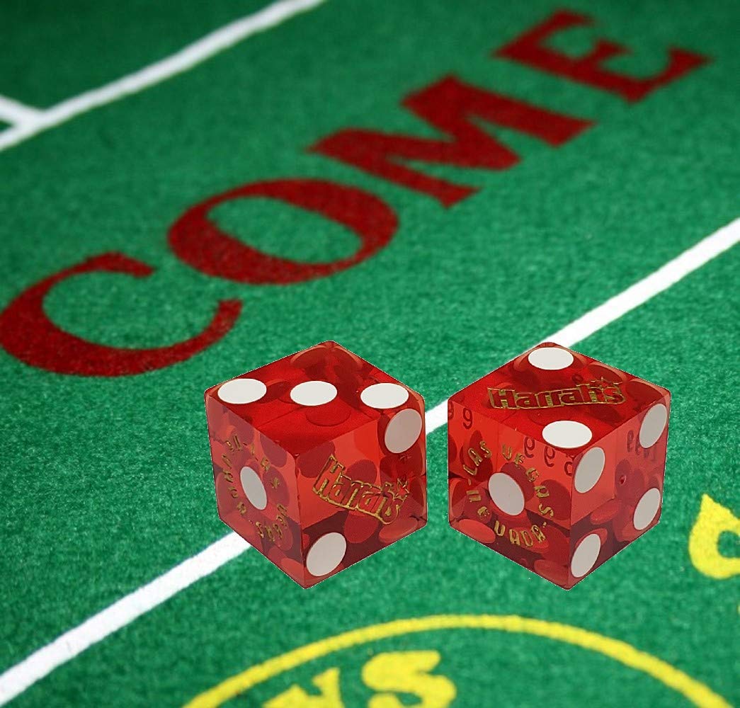 19mm Professional Craps Dice Pair with Matching Serial Numbers - Authentic Las Vegas Casino Quality (Harrah's Red Polished) for Casino Games, Home Practice, and Tabletop Gaming