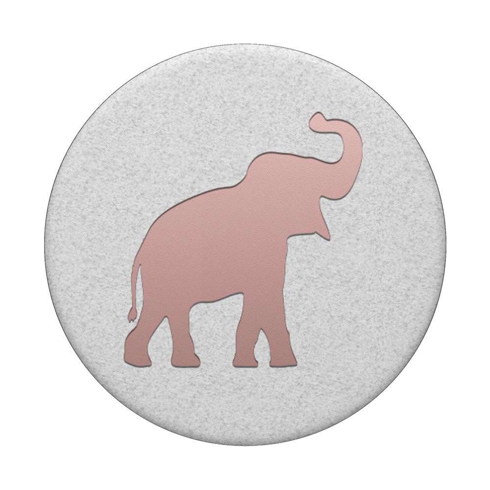 Golden Rose Pink Elephant on White Pattern PopSockets Standard PopGrip - Swappable Phone Grip for iPhone, Samsung & Smartphones - Perfect for Work, Travel & Everyday Use
