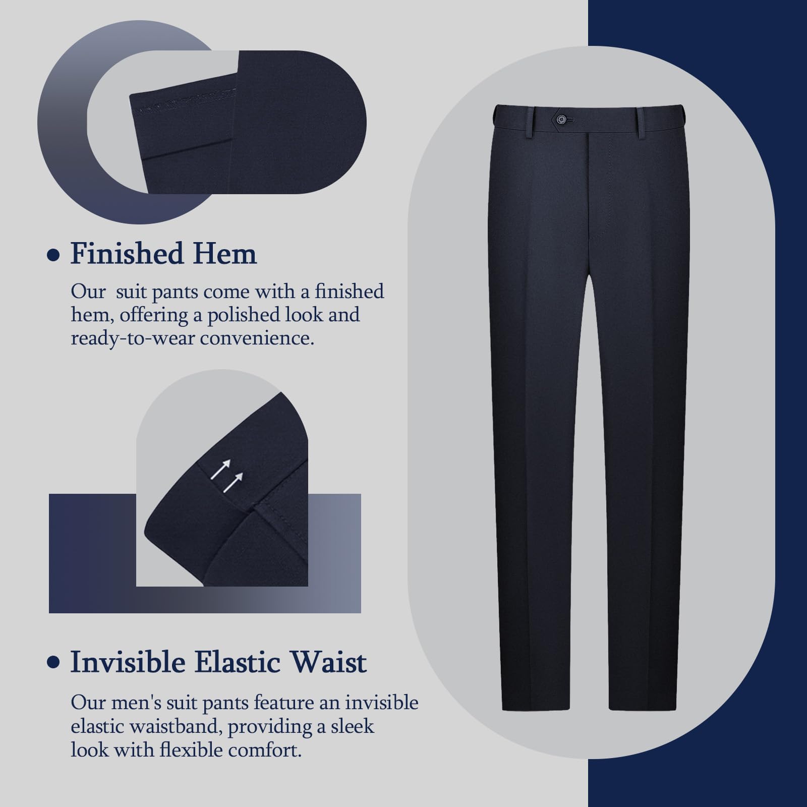 LUPURTY Men's Slim Fit 3-Piece Suit Set - 2 Button Solid Color Jacket, Vest & Dress Pants - Business Formal & Wedding Tuxedo Outfit for Groom, Office & Special Occasions