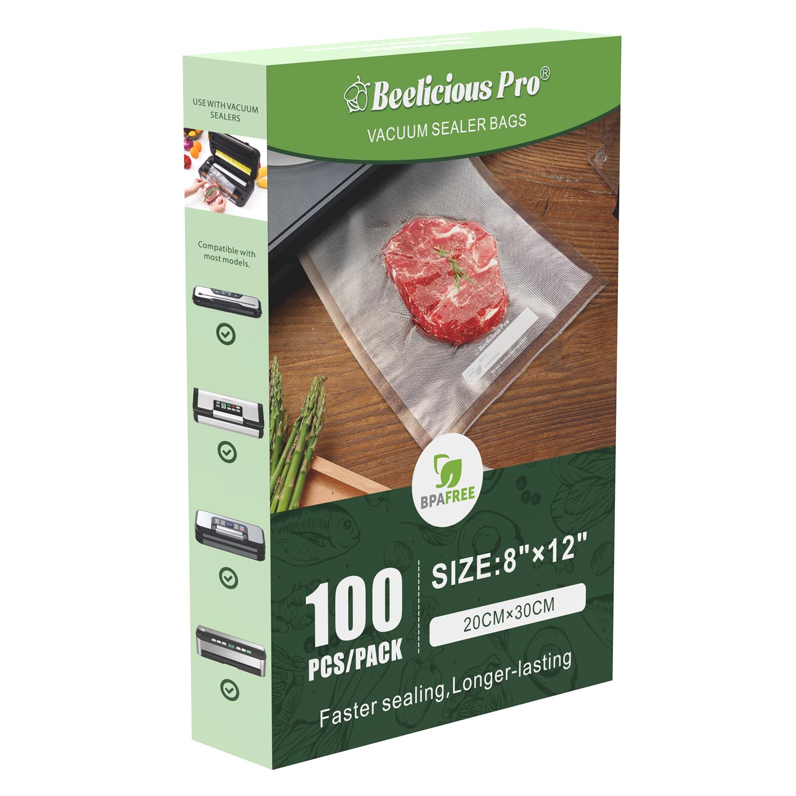 Premium BPA-Free Heavy Duty Vacuum Sealer Bags - 100 Count (8
