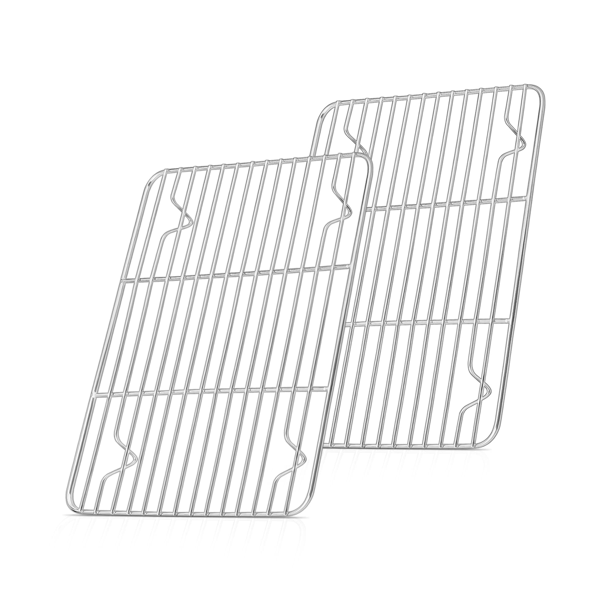 Herogo 2-Piece Stainless Steel Cooling Rack Set for Baking, Roasting & Grilling - 24.8 x 19 x 1.5cm Oven-Safe Wire Rack for Cakes, Cookies, Bread - Dishwasher Safe Metal Baking Cooling Grid - Perfect for Home Baking, BBQ Parties & Meal Prep