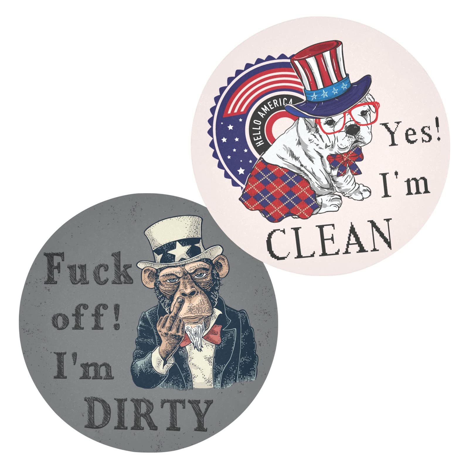 Skull Pug Dog Dishwasher Magnet - Clean Dirty Sign Refrigerator Magnet Set of 2 - Funny Kitchen Decor for Dishwasher, Fridge & Washing Machine - Perfect Housewarming Gift for Pet Lovers & Home Organization